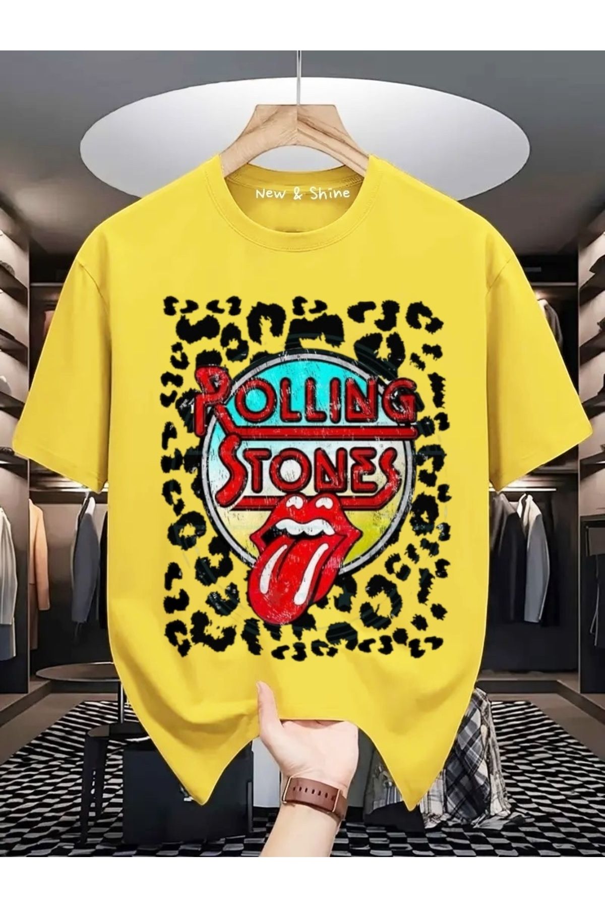 New Shine Rolling Stones Büyük Beden Oversize T-Shirt
