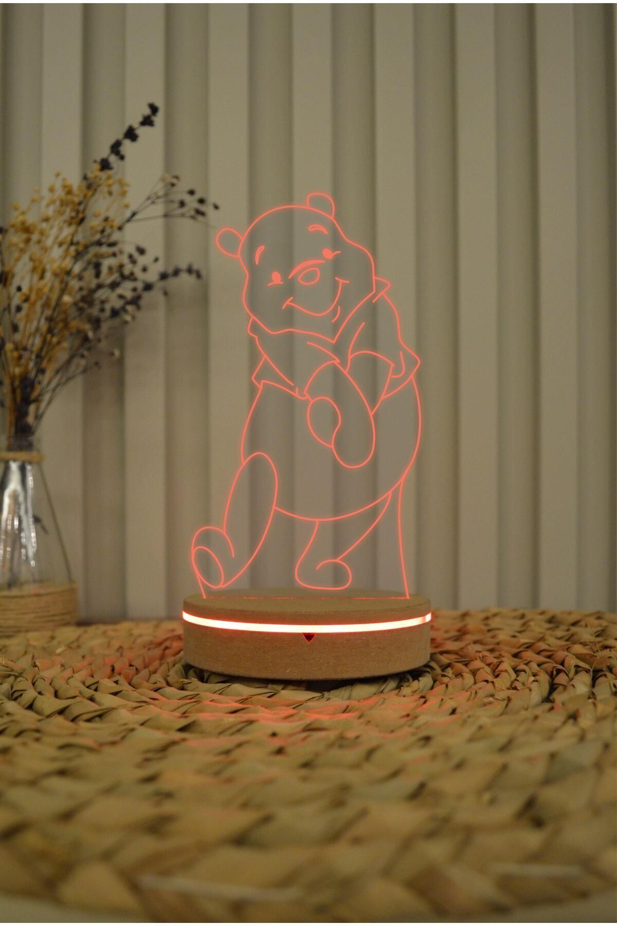 Yubi Design Winnie The Pooh - 3 Boyutlu Rgb Dekoratif Lamba Hediye 3d