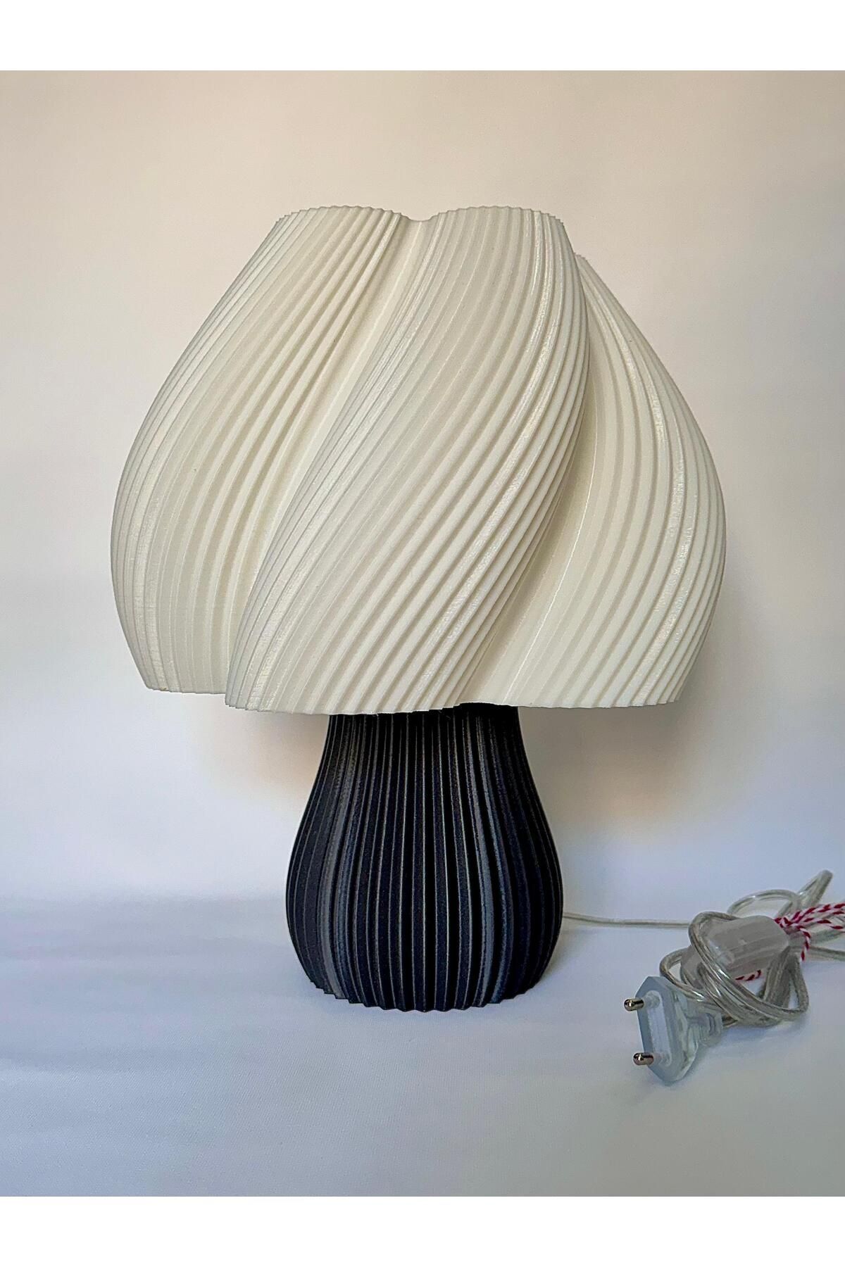 Limon 3D Desing Luminaura Modern Tasarım Gri Abajur - Şık Ve Dekoratif Masa Lambası