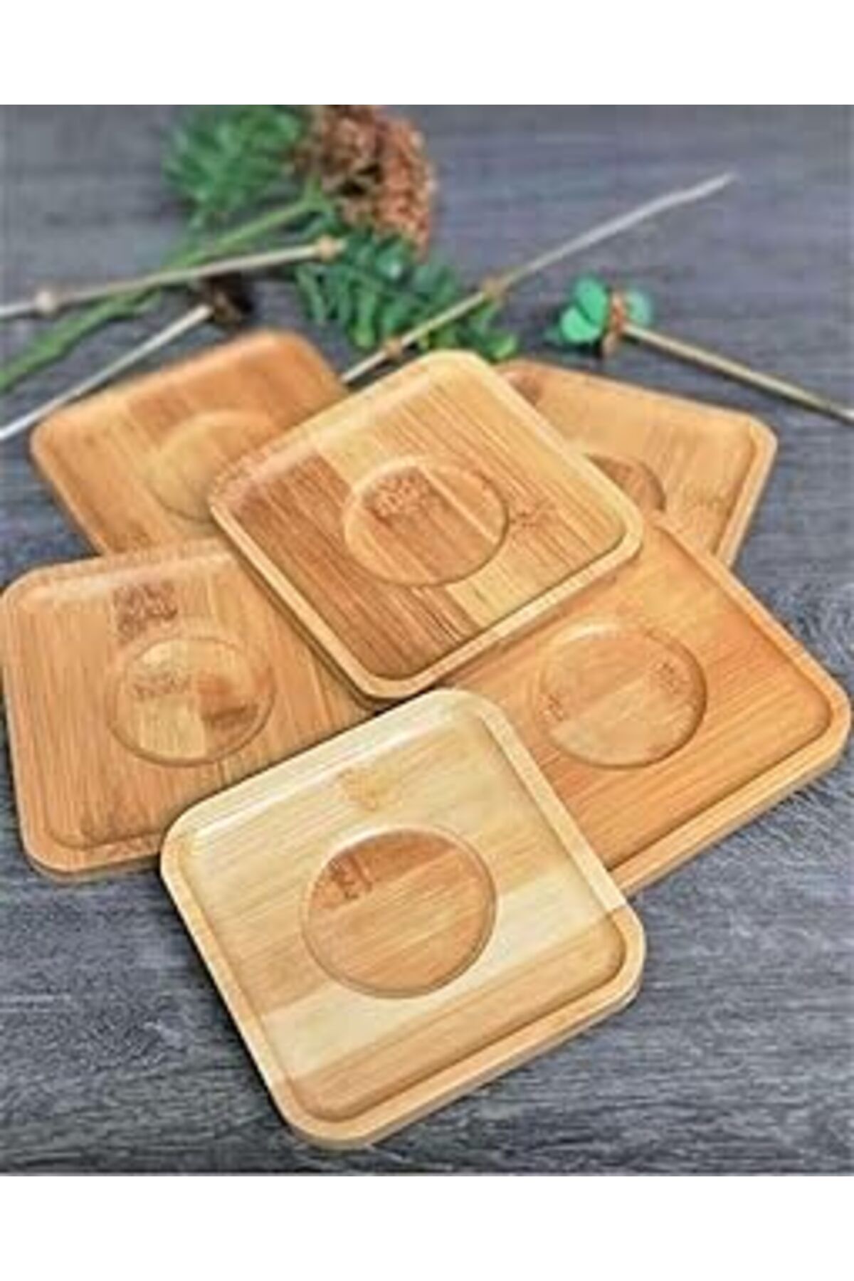 karadağsb Mta High-Tech 6 Adet Bambu Bardak Altlığı, Çay Fincanı Altlıkları, Kare Bambu Çay Fincanı Altlığı,