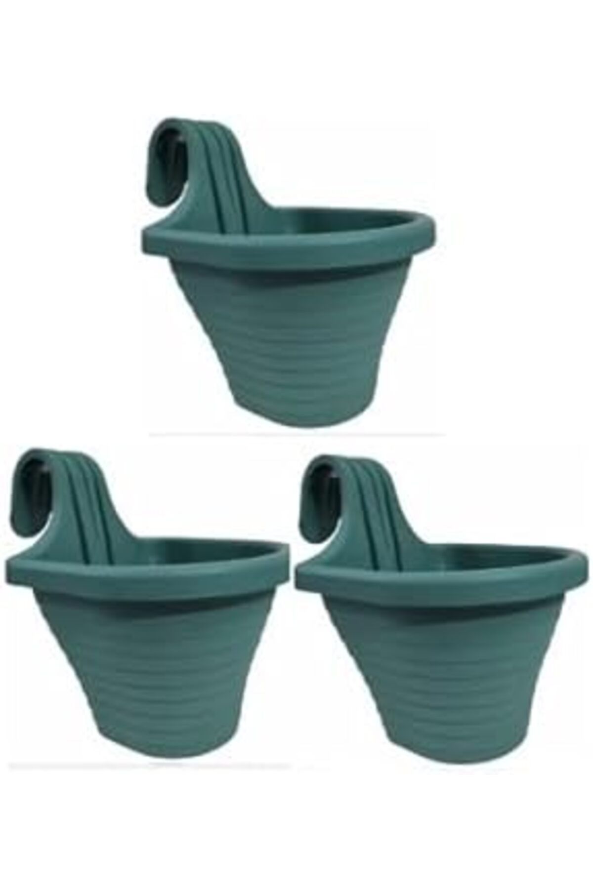 karadağsb Tom1 Askılı Balkon Saksı Seti, 20 Cm Boy, 3 Litre Hacim, 3 Adet Yeşil