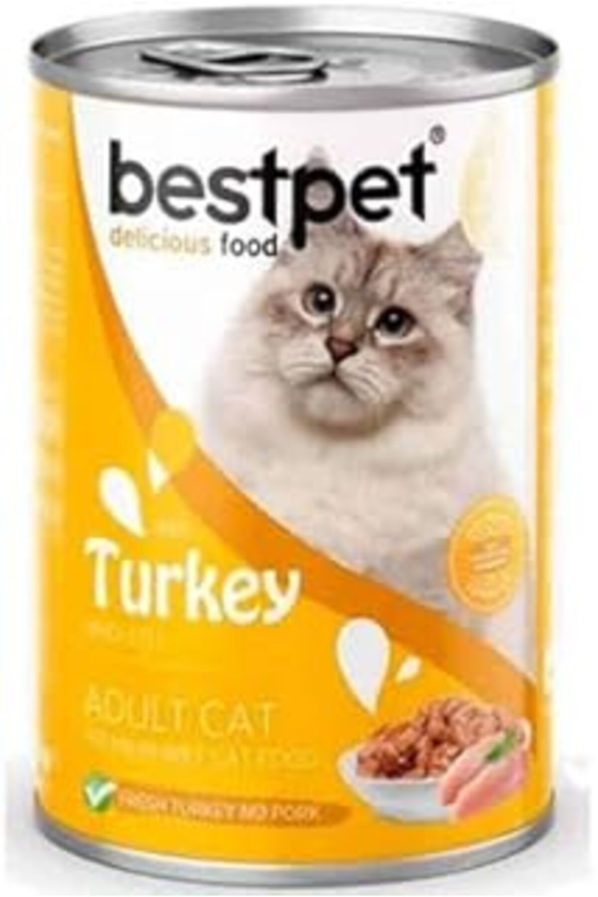karadağsb Bestpet Yetişkin Kediler İçin, Taze Hindi Parça Etli Ve Soslu Yaş Mama, 400 G X 12 Adet Standart