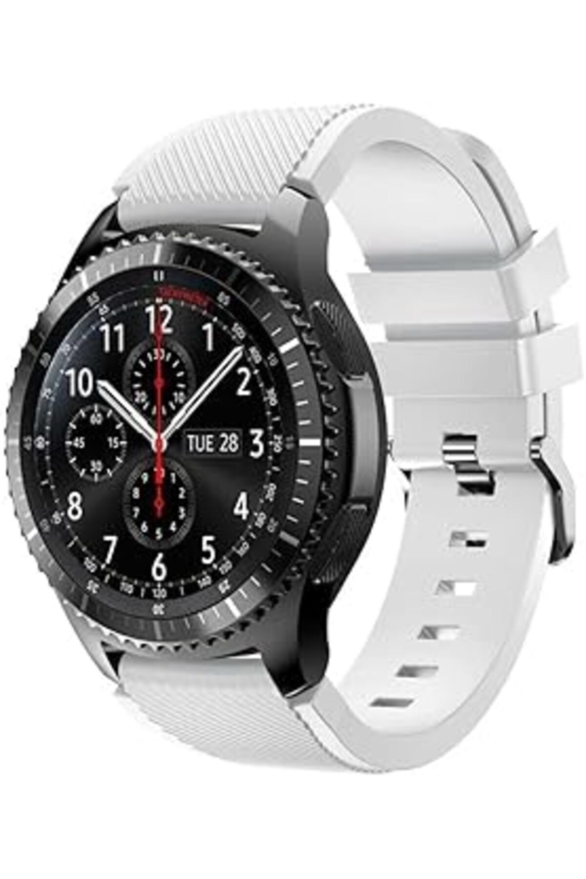 Mu Art Ahşap Kordon Kayış Silikon Tırtıklı Beyaz Galaxy Watch 3 45Mm Galaxy Watch 46Mm Gear S3 Classic S3 Fronti