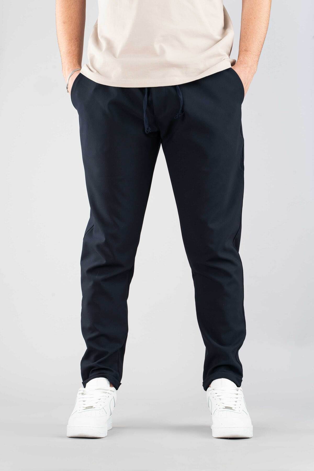 bombe Erkek Rahat Boyfriend Beli Lastikli İpli Pamuklu Jogger Pantolon