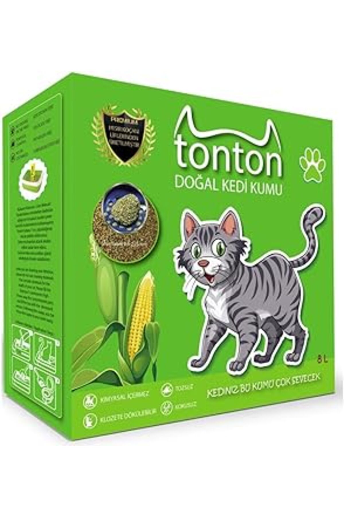 karadağsb Tonton Mısır Koçanı Granülü Topaklaşan Doğal Kedi Kumu 8 Lt