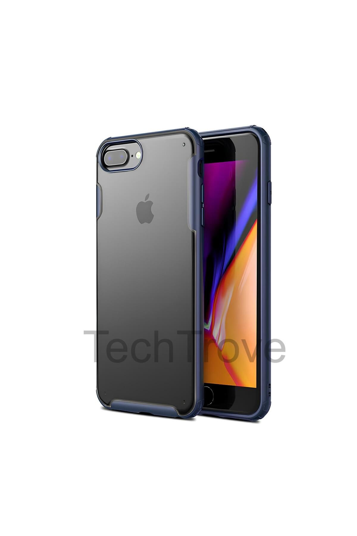 TechTrove Apple iPhone 8 Plus Kılıf Extra Korumalı Arkası Şeffaf Slikon Kapak