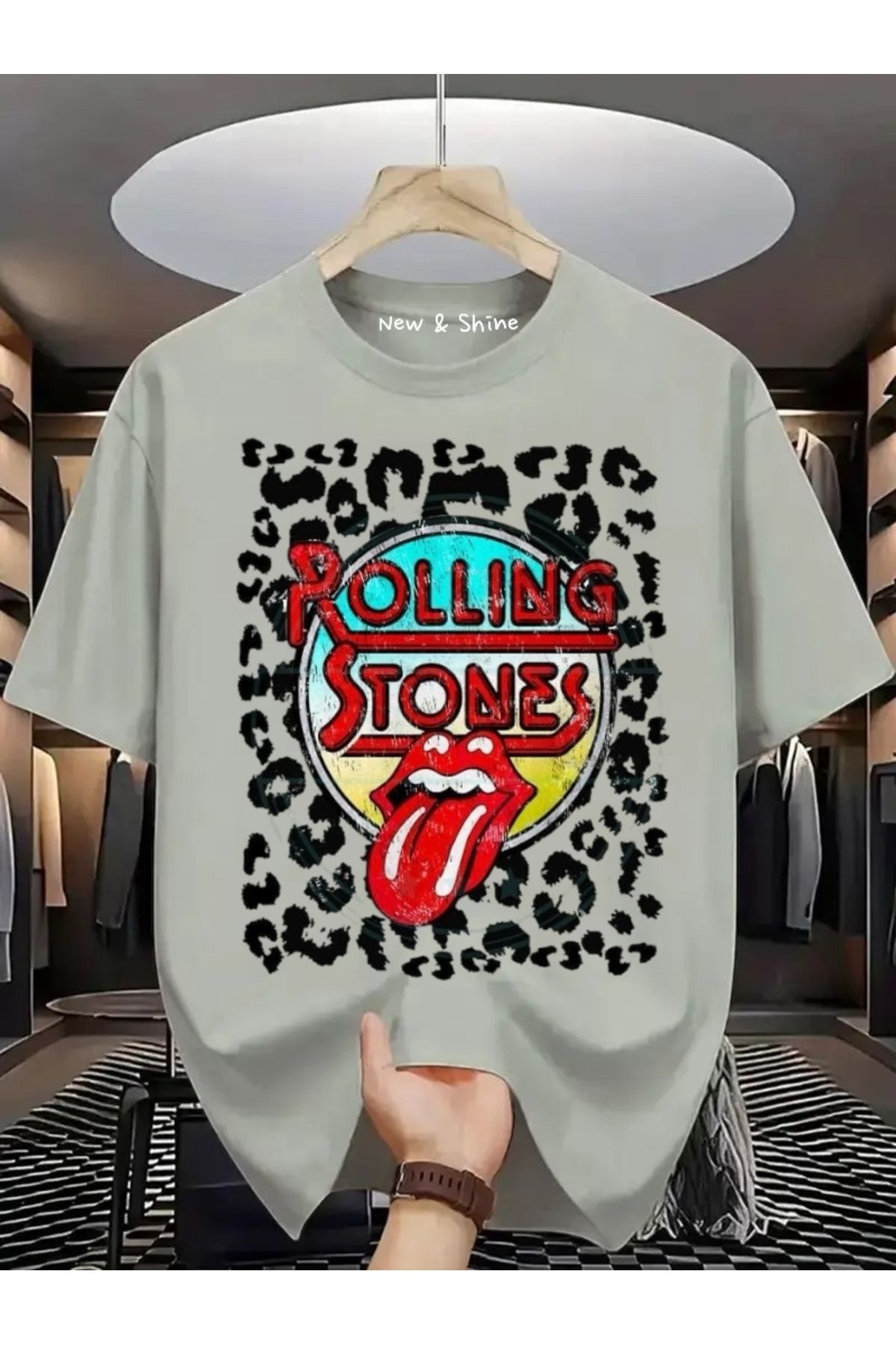 New Shine Rolling Stones Büyük Beden Oversize T-Shirt
