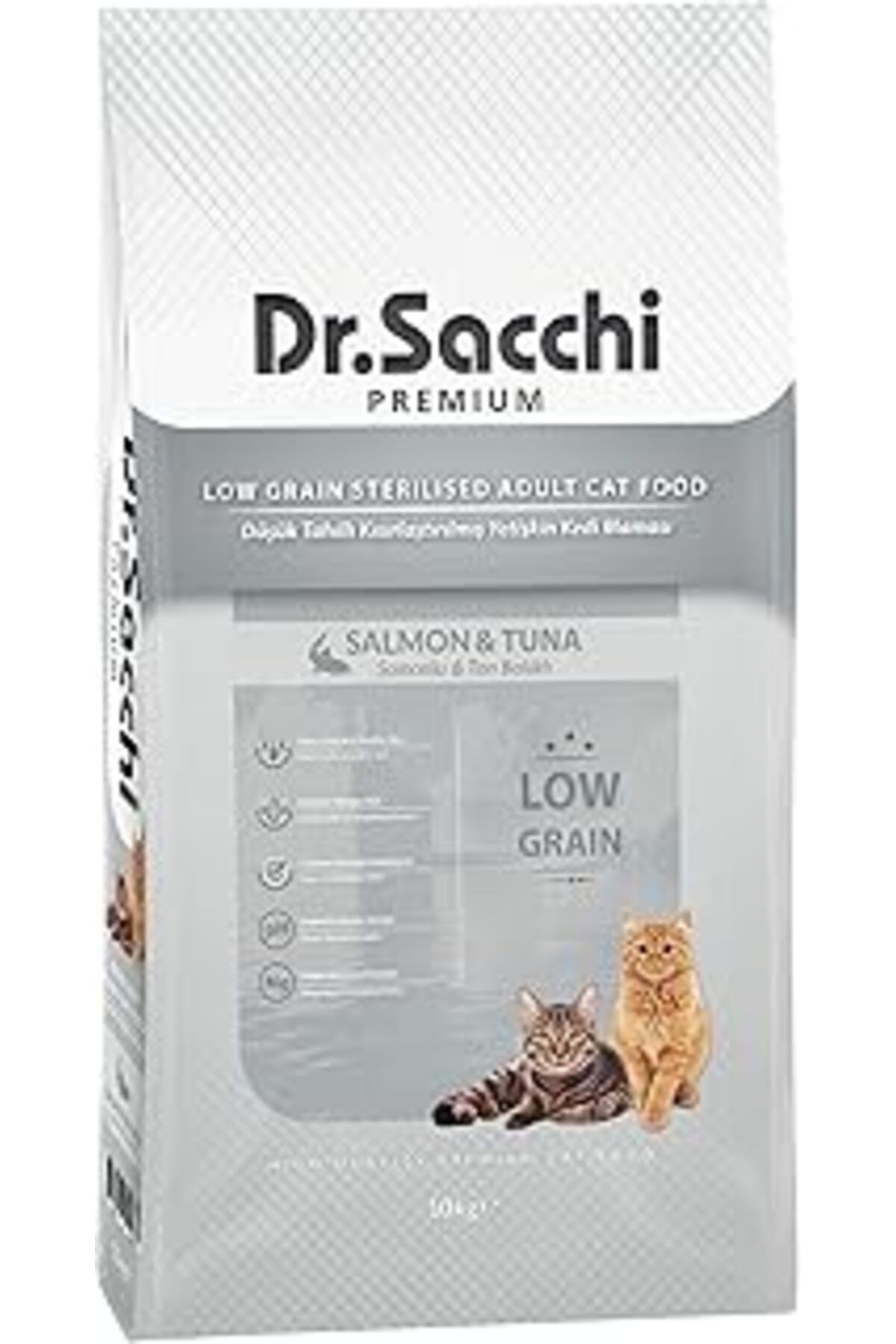 karadağsb Dr.Sacchi Premium Kuru Kedi Maması, Somonlu,Ton Balıklı Kısırlaştırılmış, Düşük Tahıllı, 10 Kg