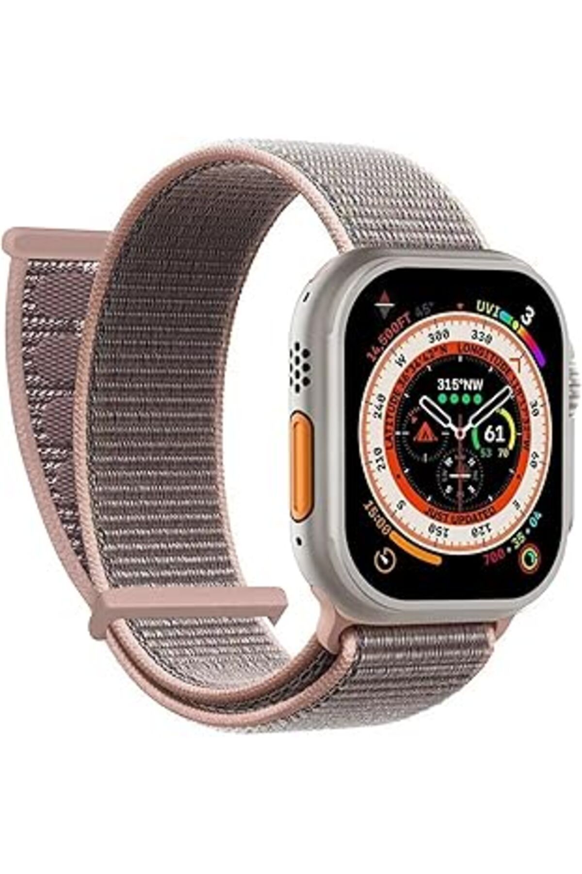 karadağsb Microsonic Apple Watch Series 9 45Mm Için Kordon Hasırlı Woven Rose Gold