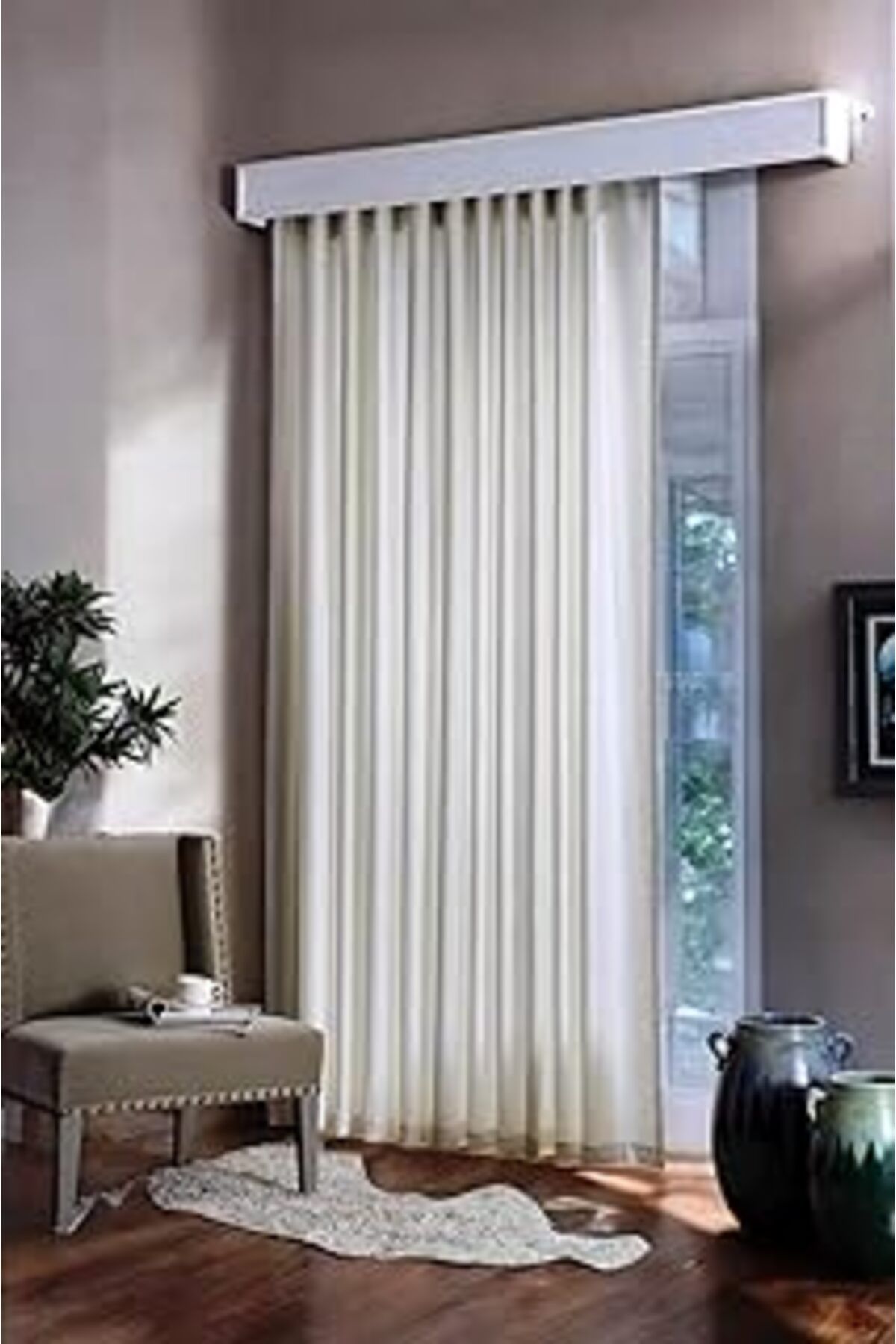 Pazarcan Hazır Saten Güneşlik Perde Ekru Renk (270X260Cm)