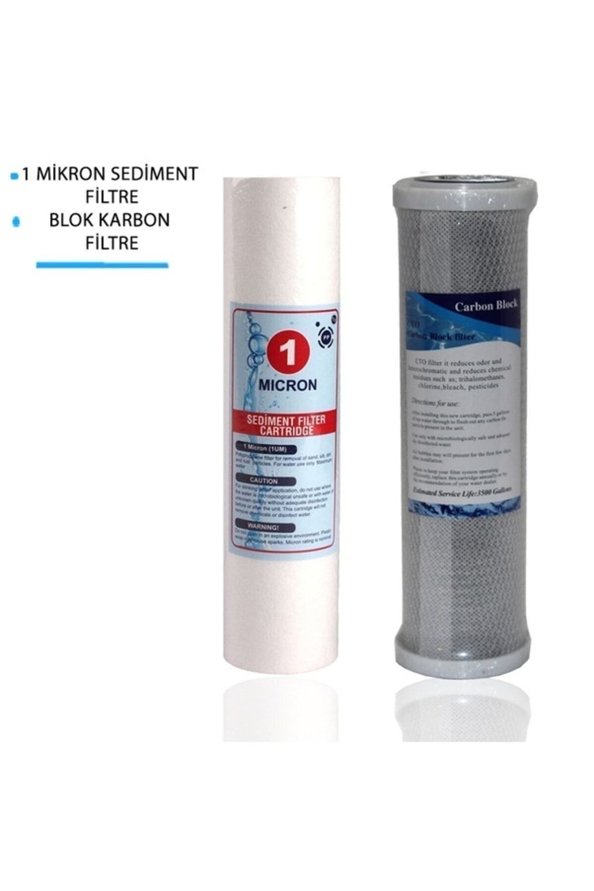 Filter Store Daire Bina Sayaç Girişi 10" Inch 2 Aşama ( 1m Sediment , Blok ) Yedek Filtre Seti