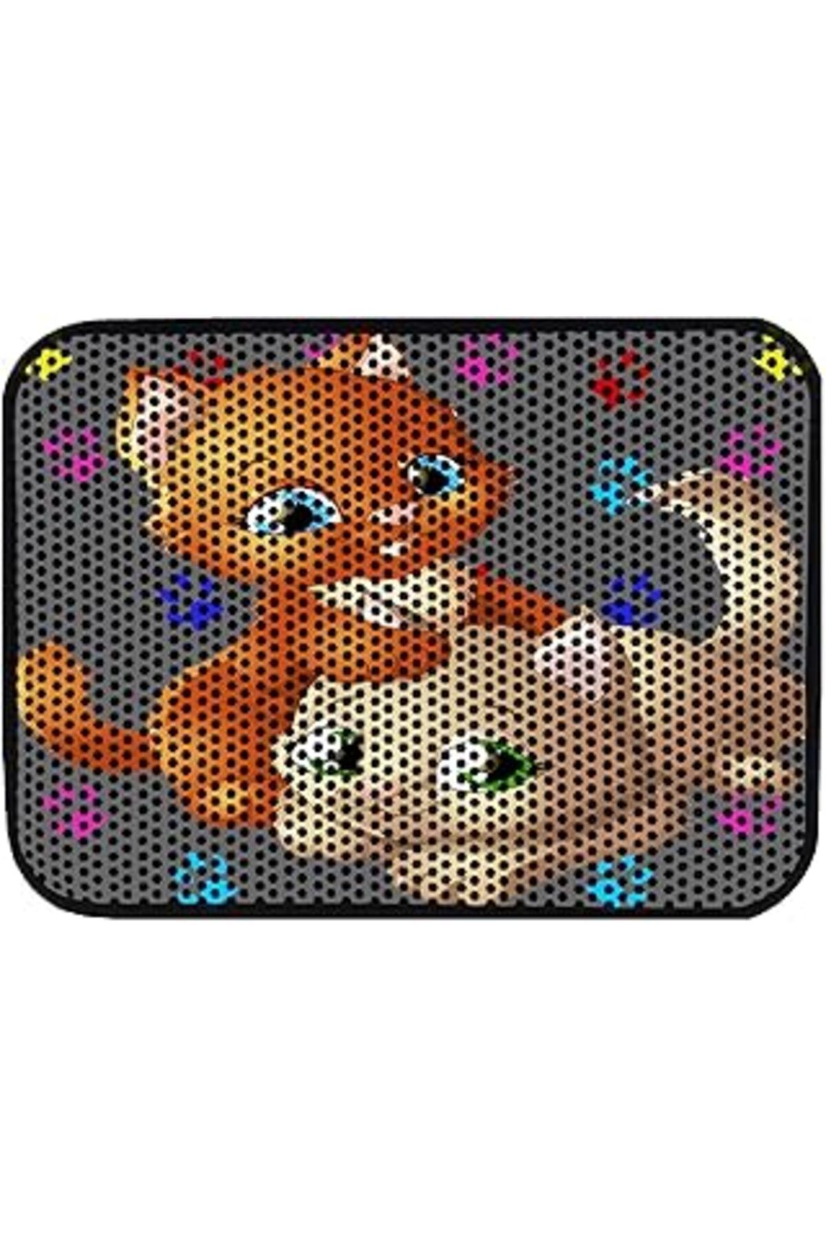 karadağsb Miapet Elekli Desenli Kedi Tuvalet Önü Paspası 60 X 45 Cm Pati Kediler