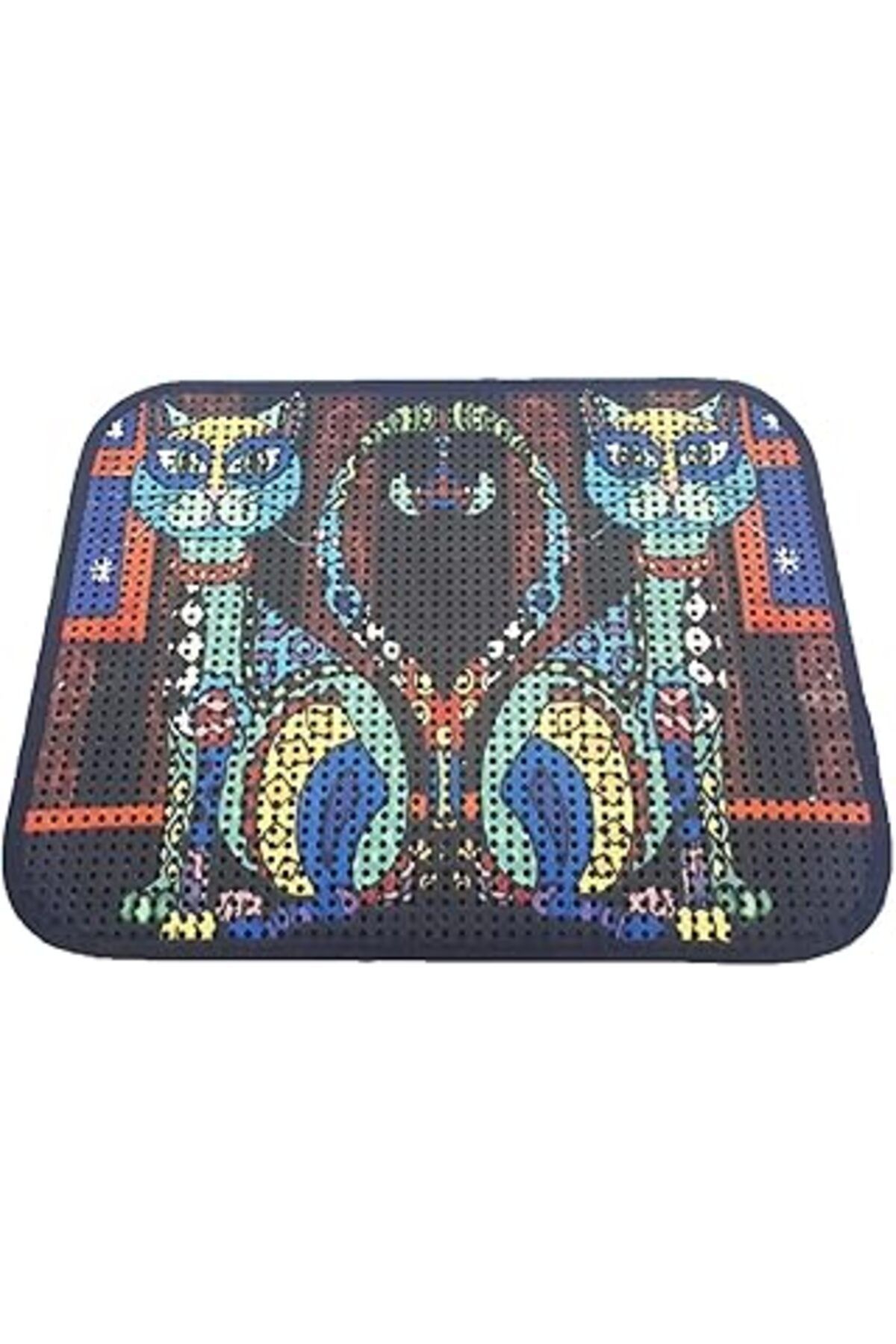karadağsb Miapet Elekli Desenli Kedi Tuvalet Önü Paspası 60 X 45 Cm Renkli Kedi