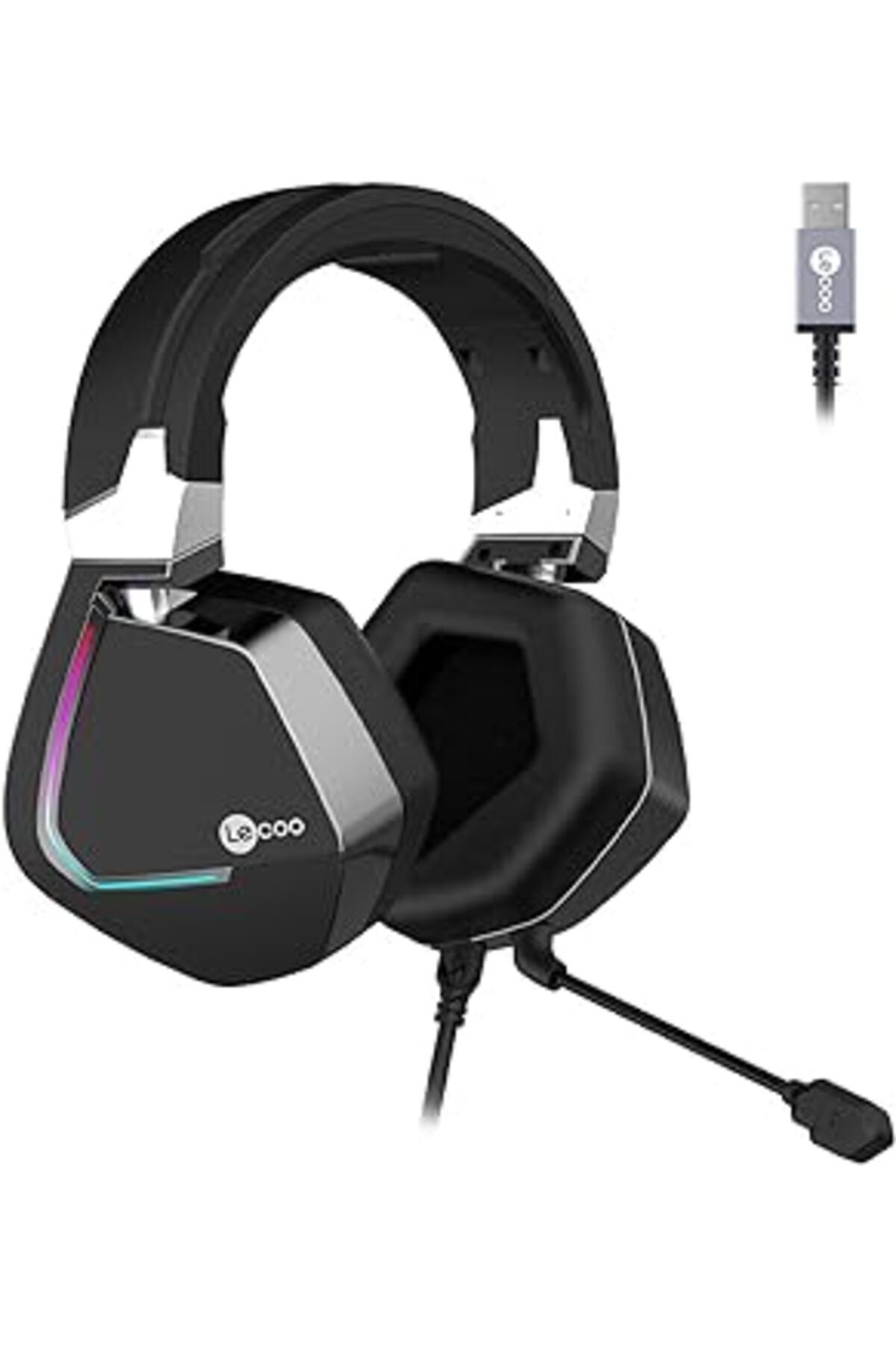 karadağsb Lecoo Ht402 Surround 7.1 Kulak Üstü Rgb Led Aydınlatmalı Kablolu Çıkartılabilir Mikrofonlu Gaming K