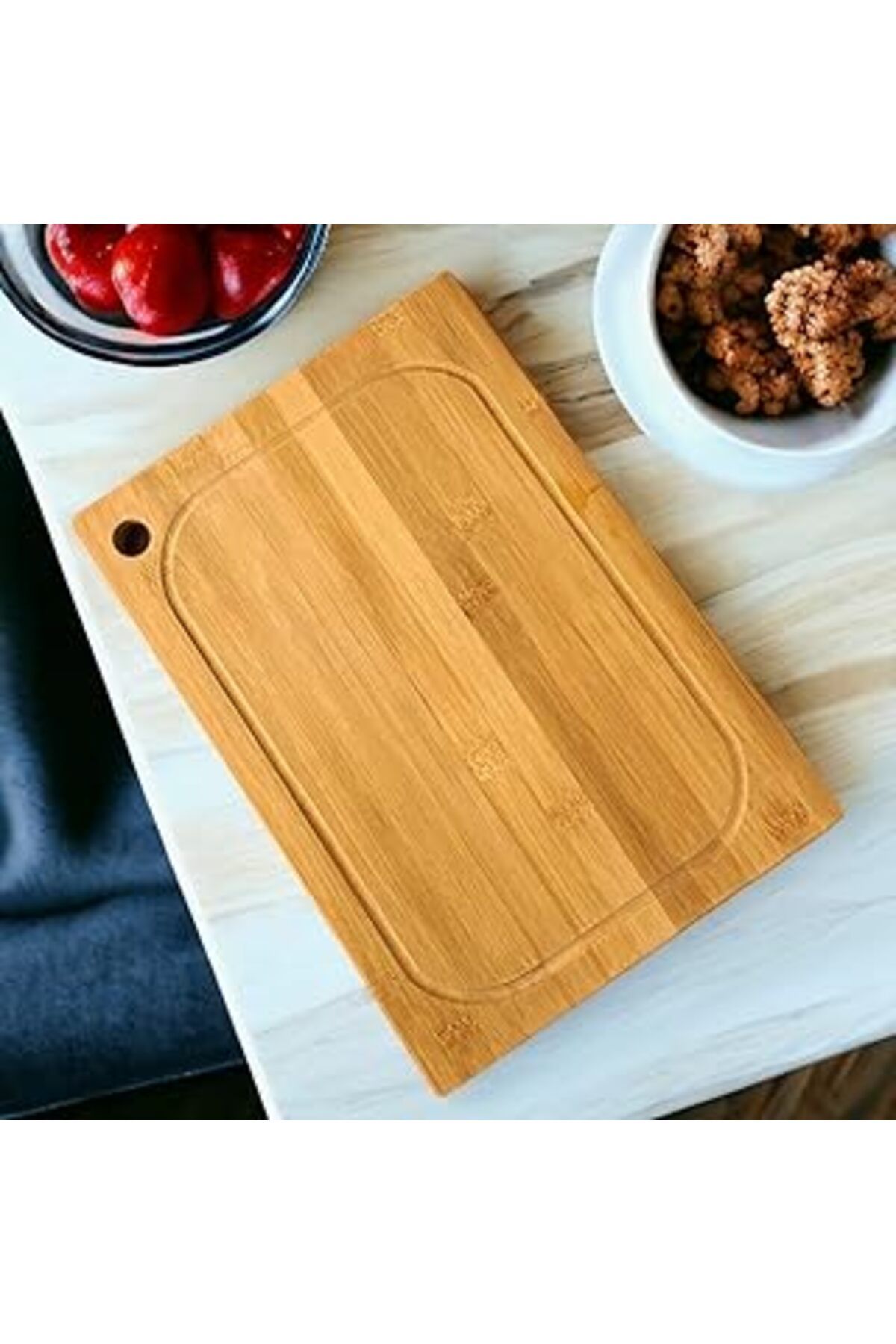 karadağsb Deconox Bambu Kesme Tahtası Antibakteriel Yıkanabilir Doğrama Tahtası Dikdörtgen 32X22 Cm Orta Boy