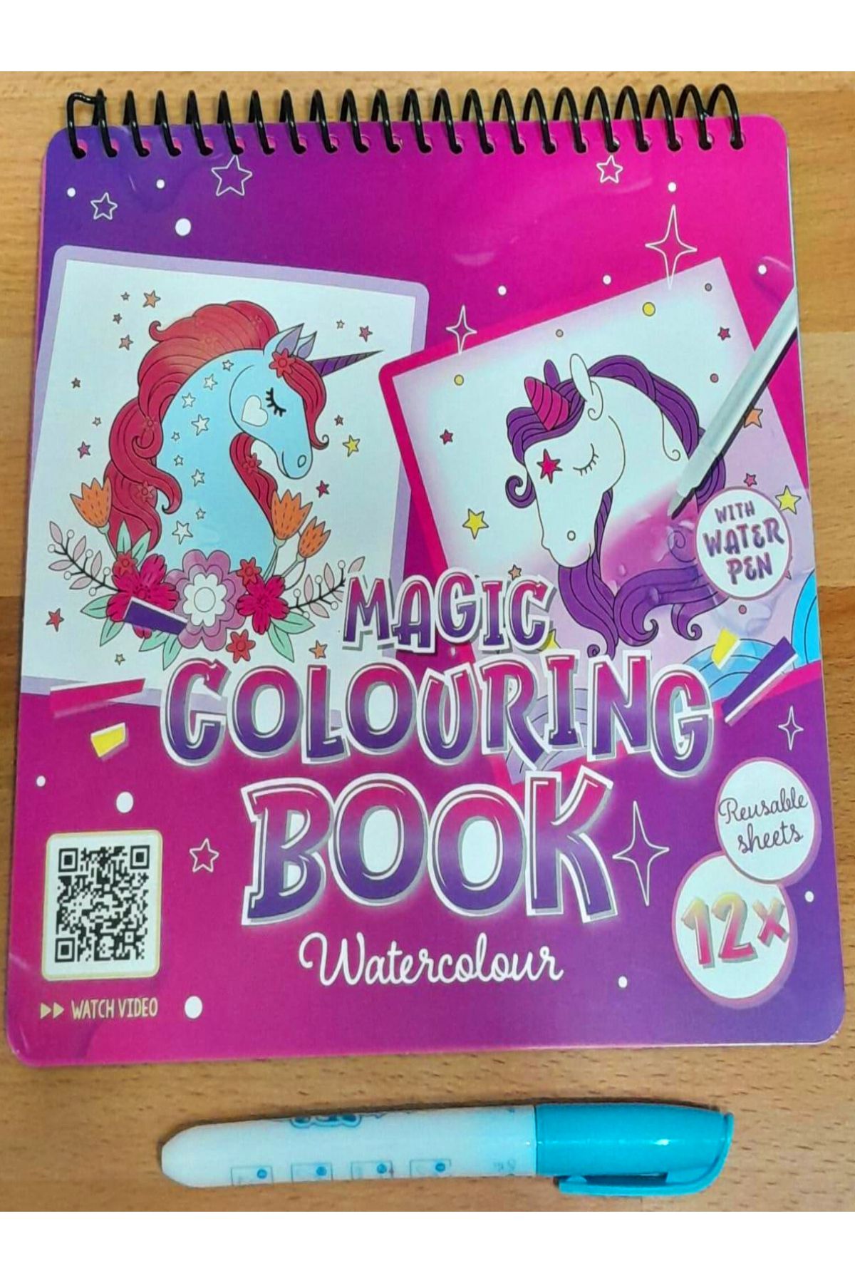 a v d a UNİCORN 12 SAYFA Su Ile Sihirli Boyama Kitabı Su Kalemi Water Painting Water Magic Book