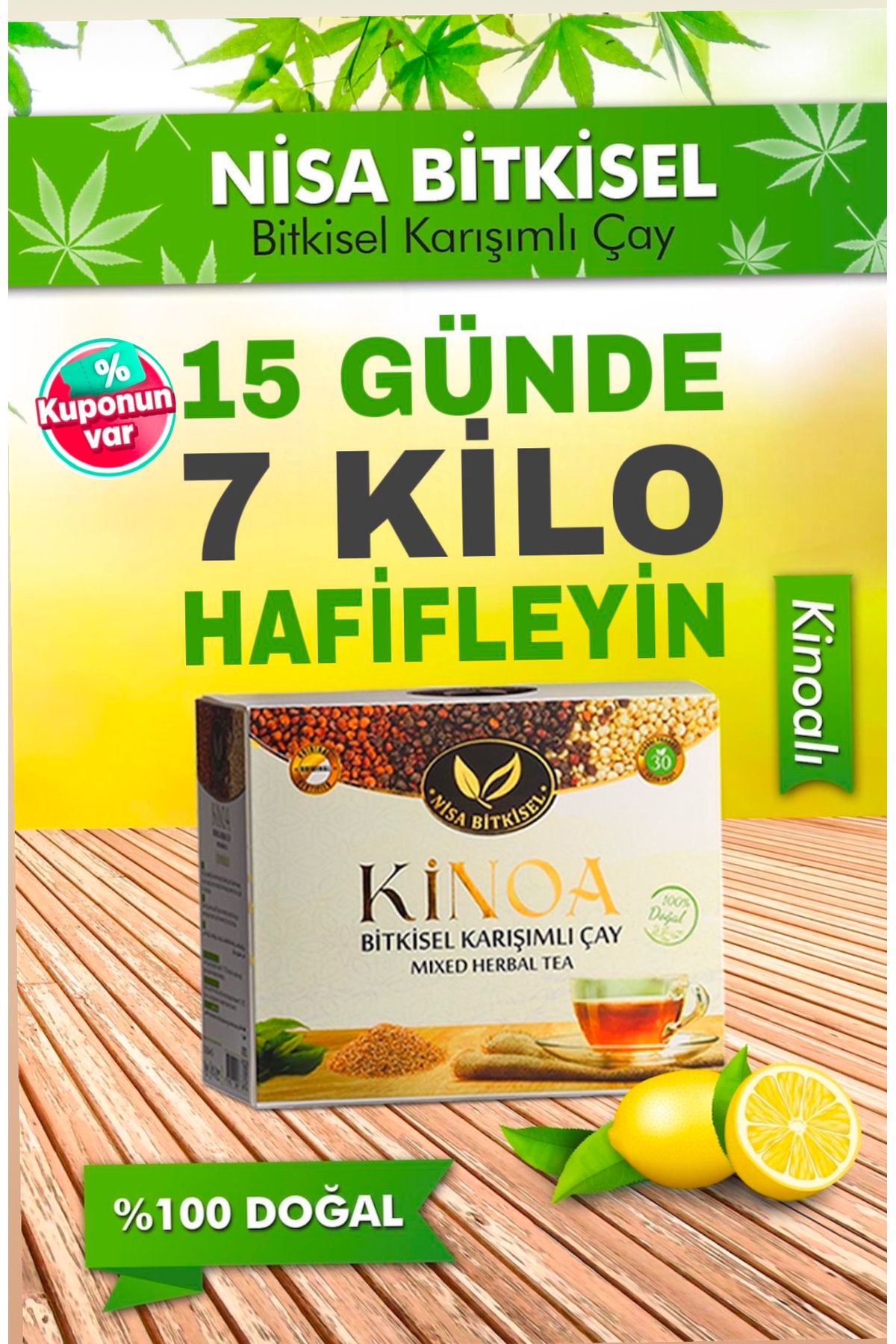 NİSA BİTKİSEL Kinoalı Karisik Detox Zayflama1 Bitki Çayı Özel Formül { 1'l Özel Formül }