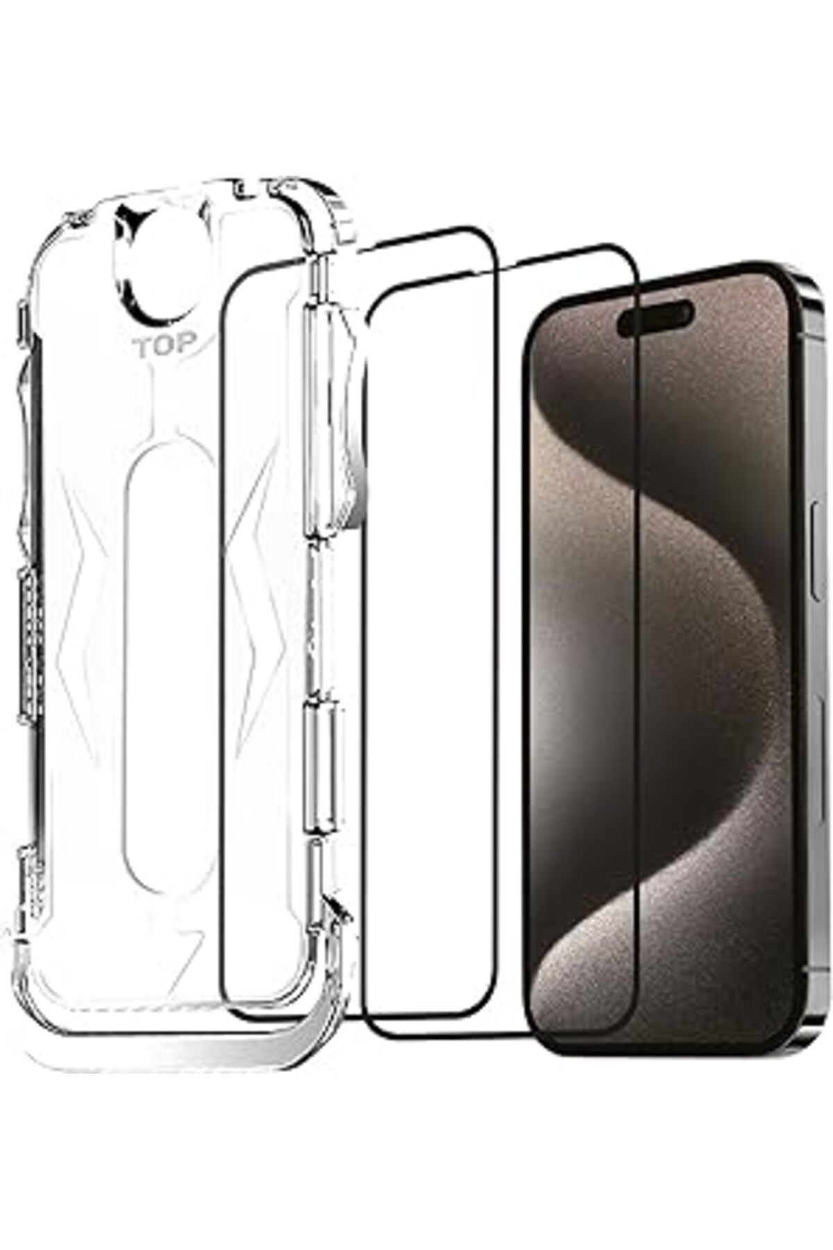 Pazarcan Happy Trend Iphone 15 Uyumlu Hizalama Aparatlı Koruyucu Cam Takılırken Camın Altında Kesinlikle Toz