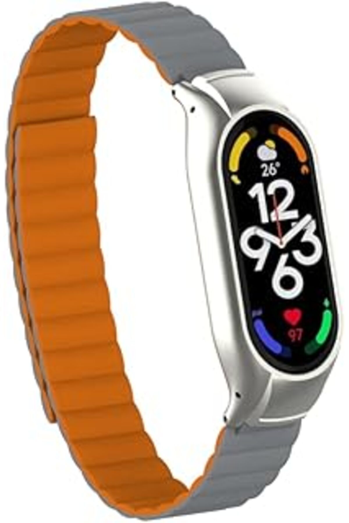 karadağsb Zore Xiaomi İle Uyumlu Mi Band 7 Krd-69 Kordon Gri-Turuncu