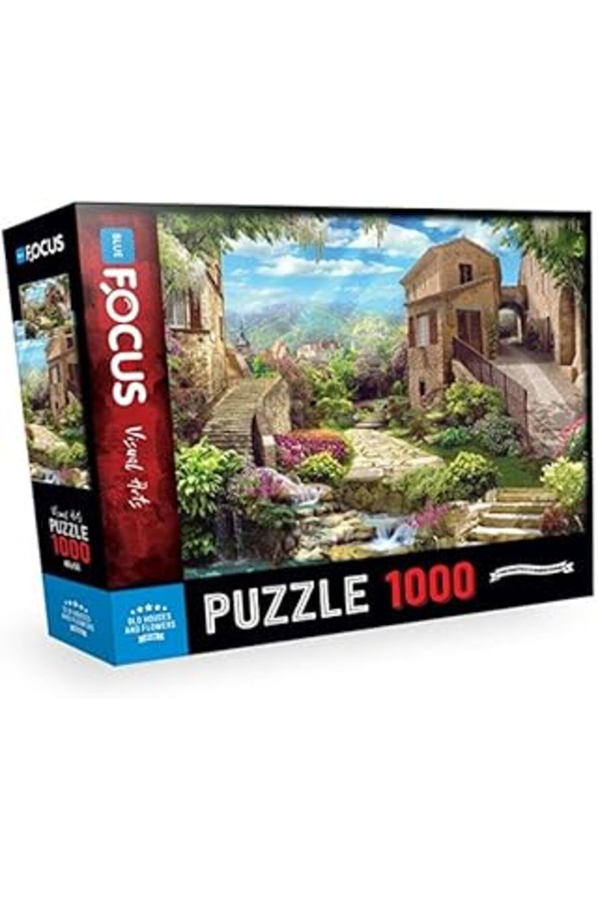 karadağsb Blue Focus-Old Houses And Flowers 1000 Parça Puzzle