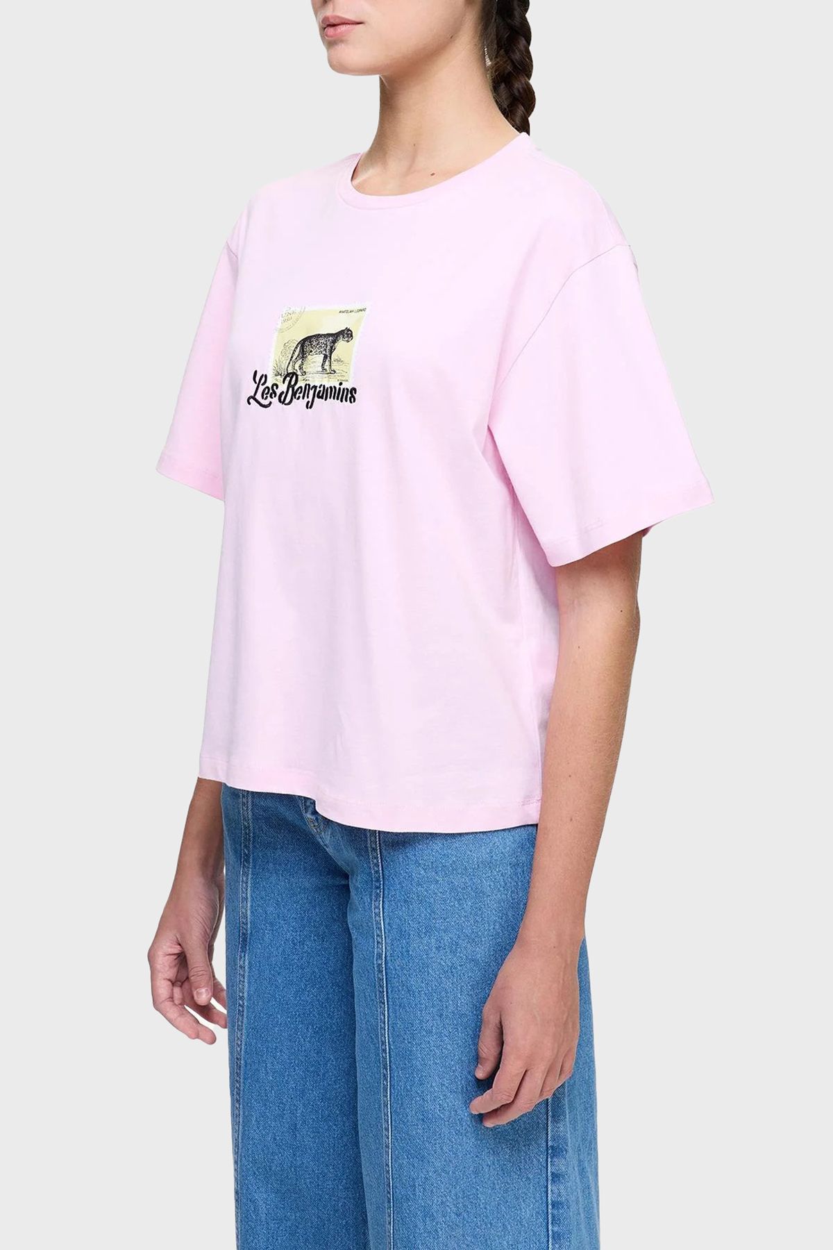 LES BENJAMINS Baskılı % 100 Pamuk Boxy Fit Bisiklet Yaka T Shirt T SHİRT LB25SSUNLFUTS