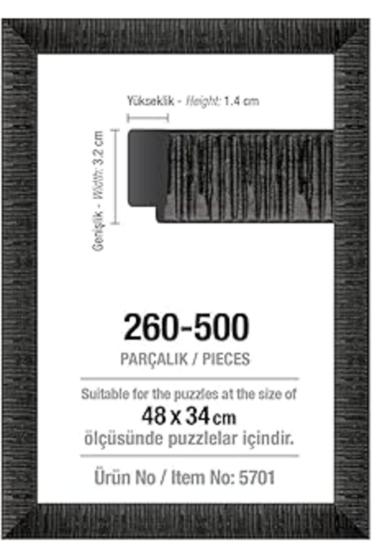 karadağsb Art Puzzle 500 Parça Siyah 48 X 34 Cm, 30 Mm, Puzzle Çerçevesi