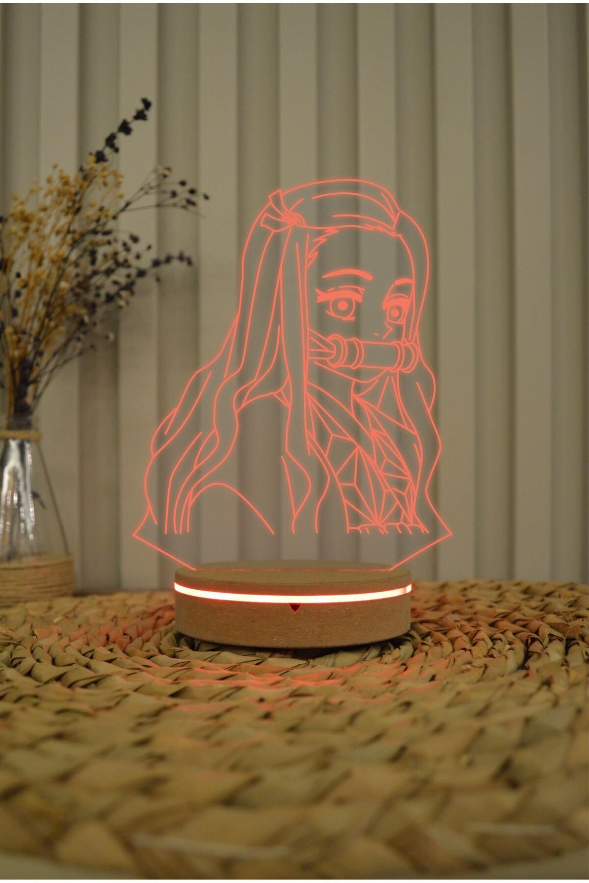 Yubi Design Nezuko , Demon Slayer - 3 Boyut Görünümlü 16 Renk Dekoratif Lamba Hediye 3d