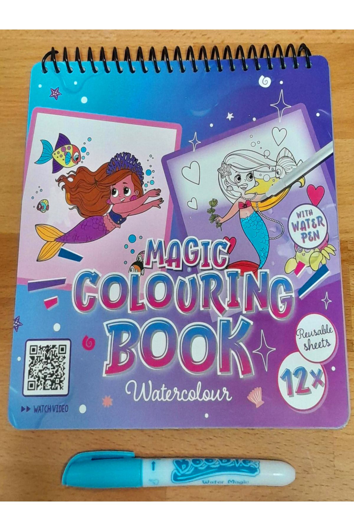 a v d a DENİZ KIZI 12 SAYFA Su Ile Sihirli Boyama Kitabı Su Kalemi Water Painting Water Magic Book