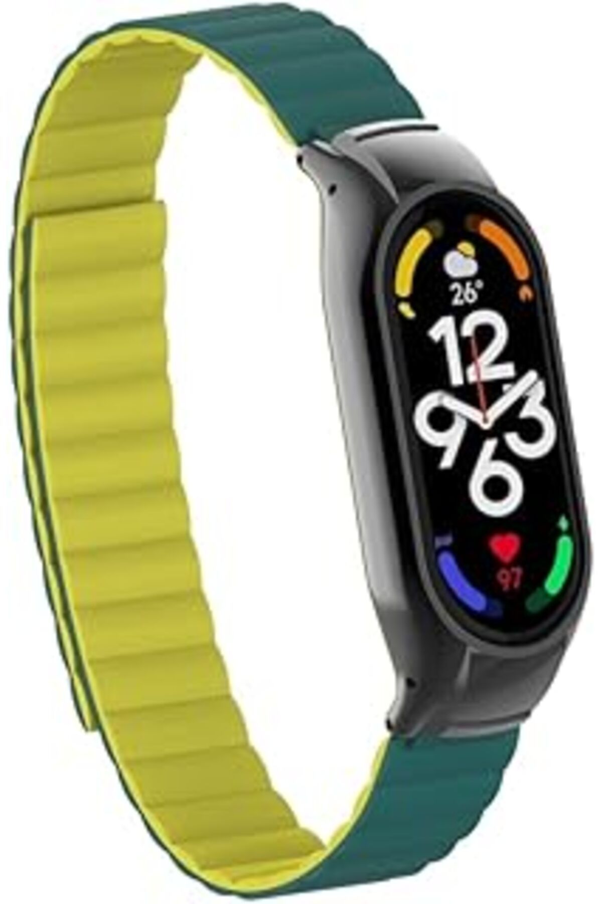 karadağsb Zore Xiaomi İle Uyumlu Mi Band 7 Krd-69 Kordon Koyu Yeşil-Sarı