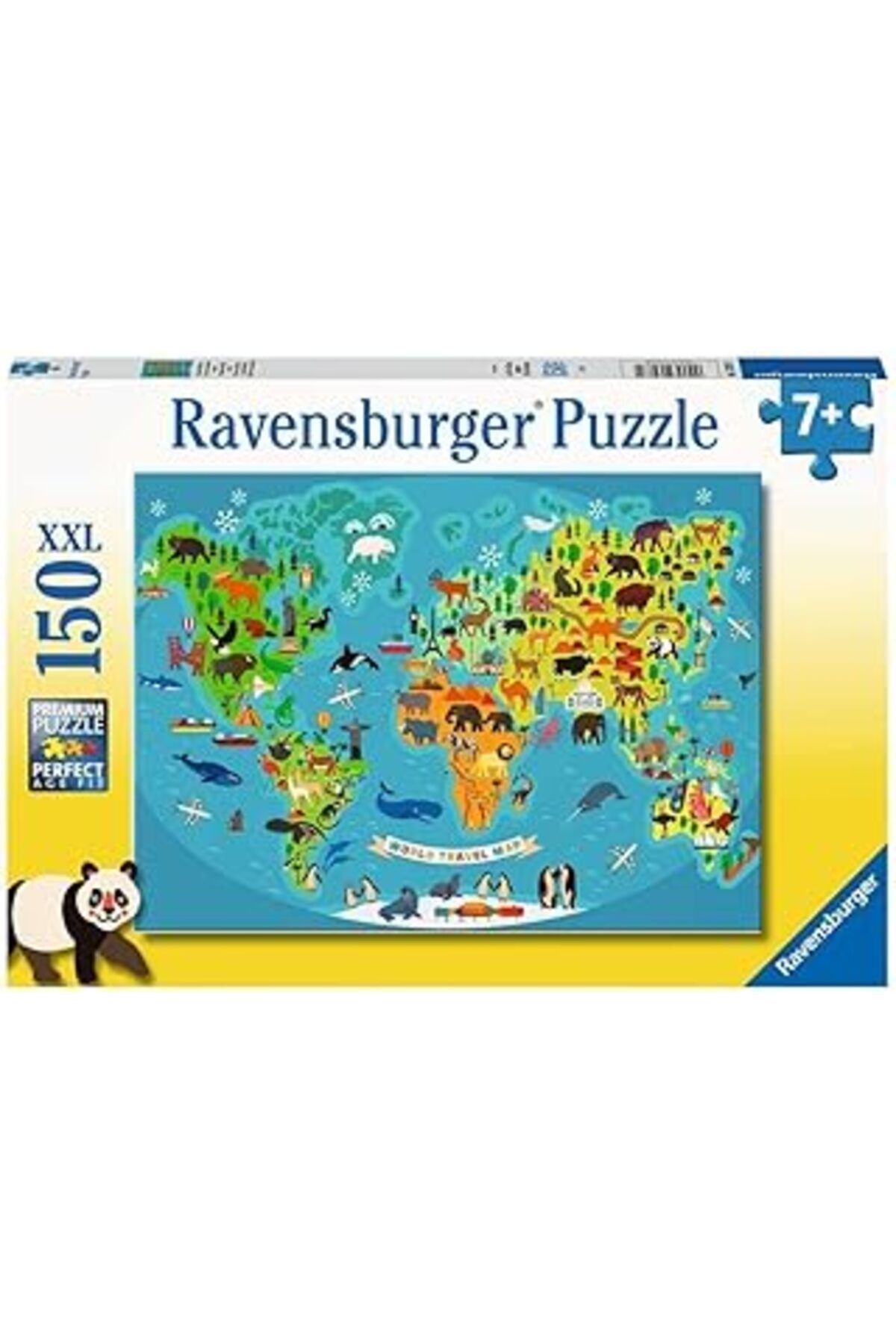 karadağsb Ravensburger 132874 150 Parçalı Puzzle Hayvanlı Harita, Renkli
