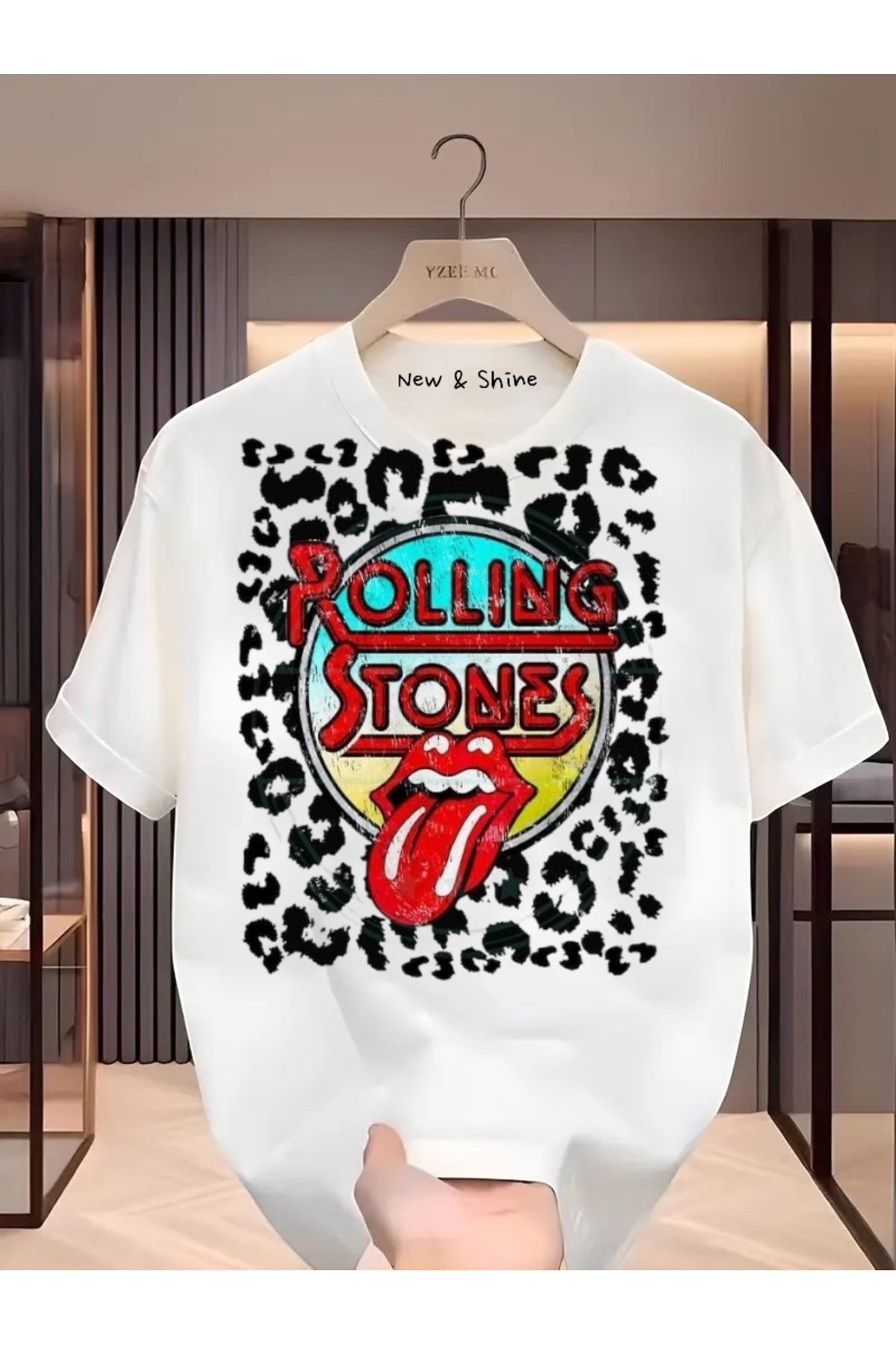 New Shine Rolling Stones Büyük Beden Oversize T-Shirt