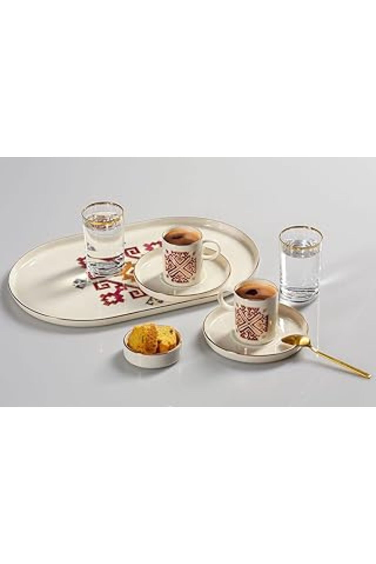 Mu Art Arabesque Kahve Takımı, 8 Parça, Desenli
