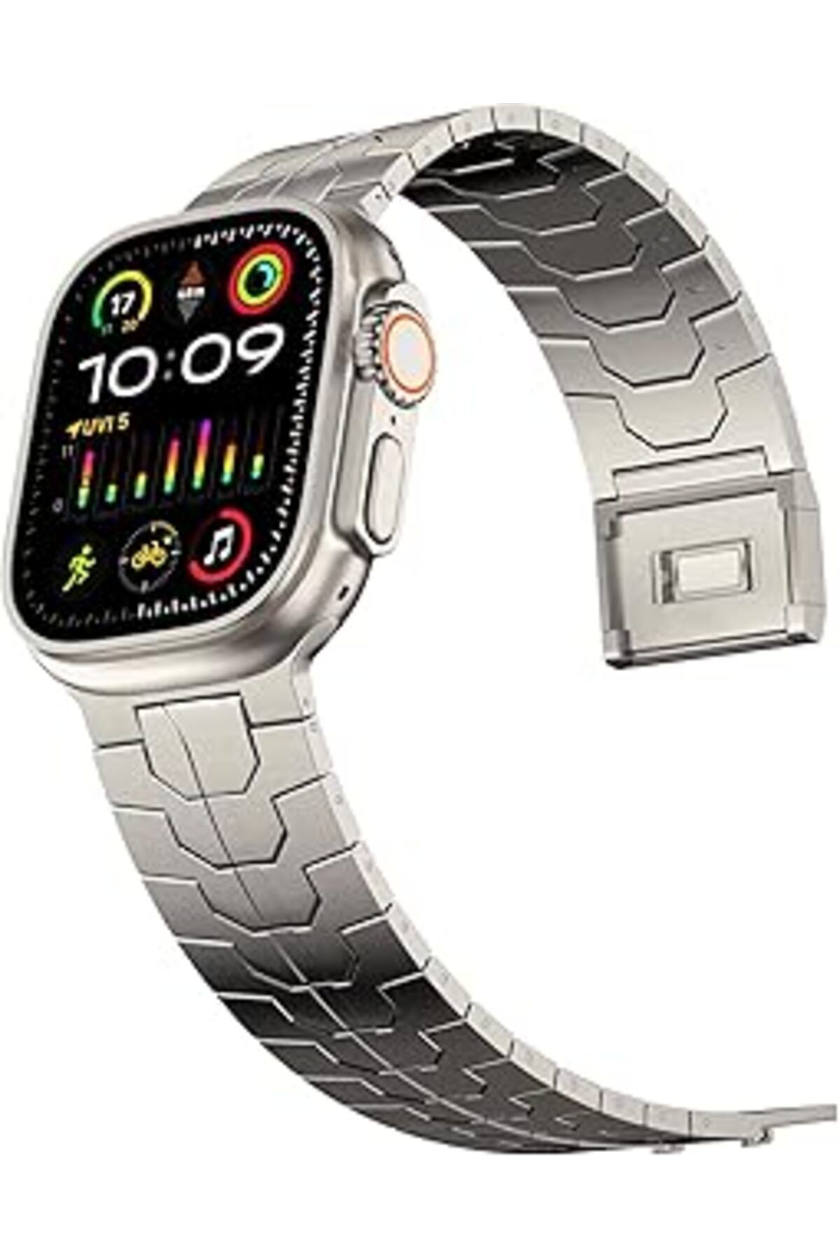 karadağsb Minesk Apple Watch Ile Uyumlu Titanyum Serisi Manyetik Tokalı Hafif Ve Rahat Çelik Kordon Kayış (42