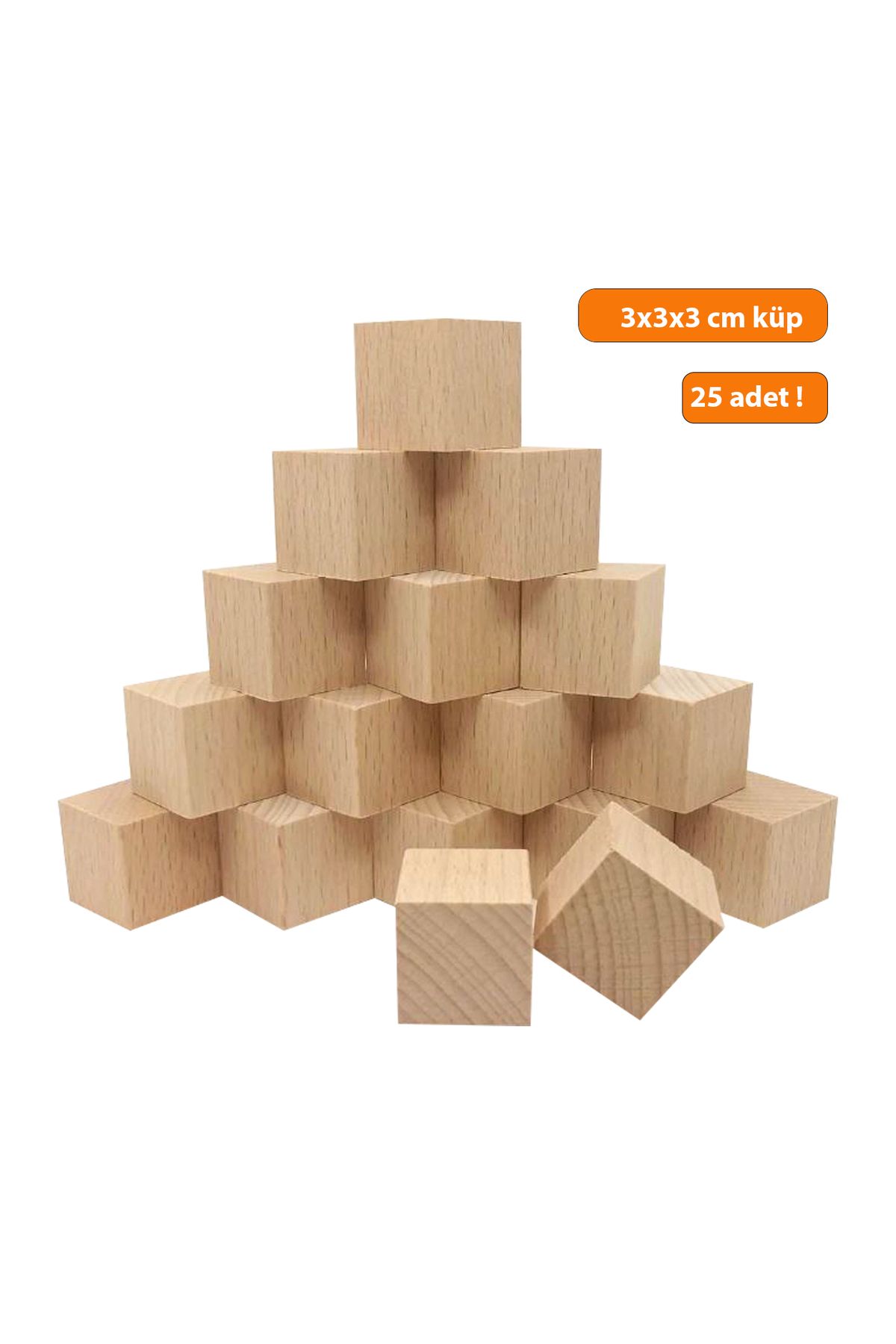 turanahşap Ahşap Küp 3x3x3 cm 25 adet