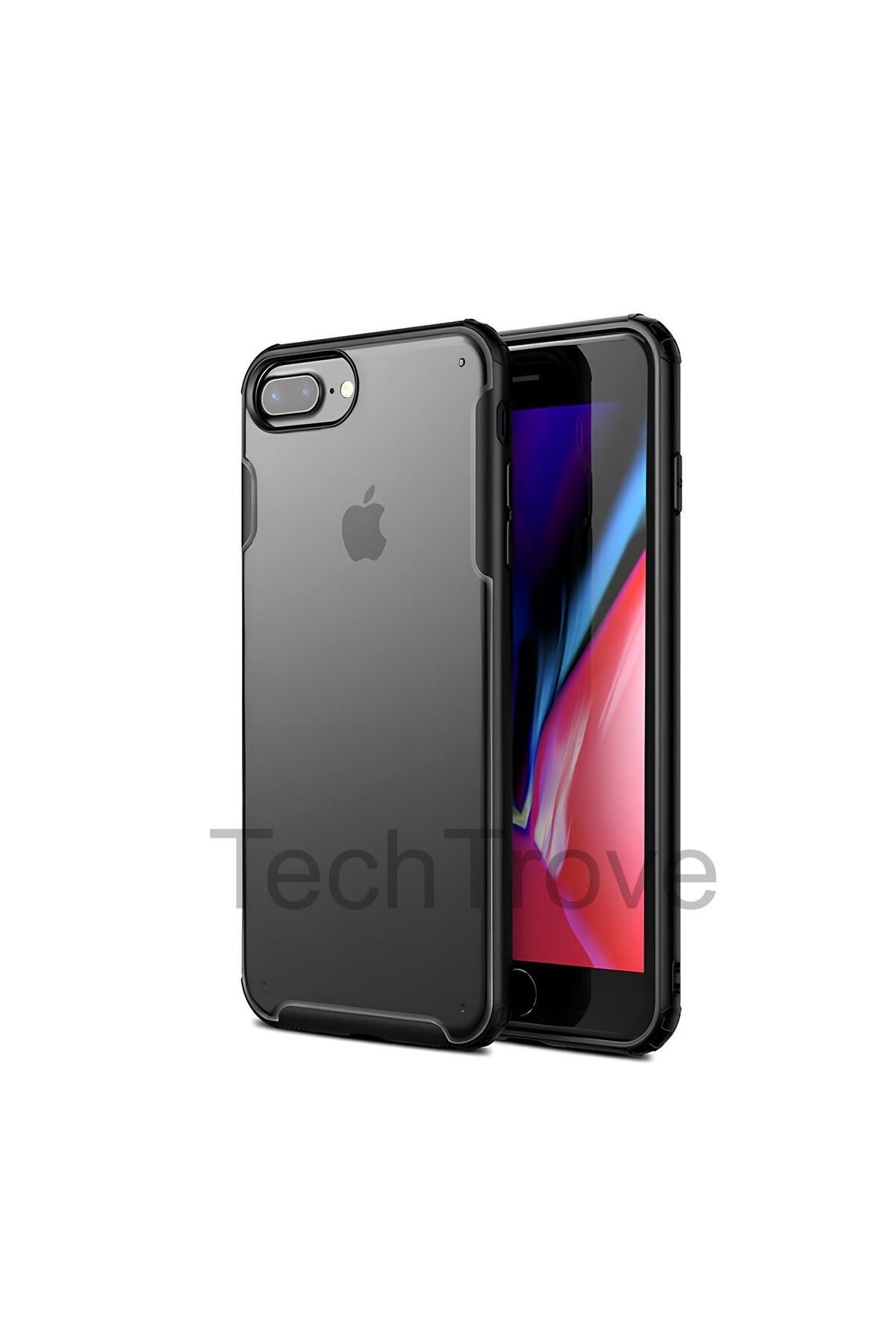 TechTrove Apple iPhone 8 Plus Kılıf Extra Korumalı Arkası Şeffaf Slikon Kapak