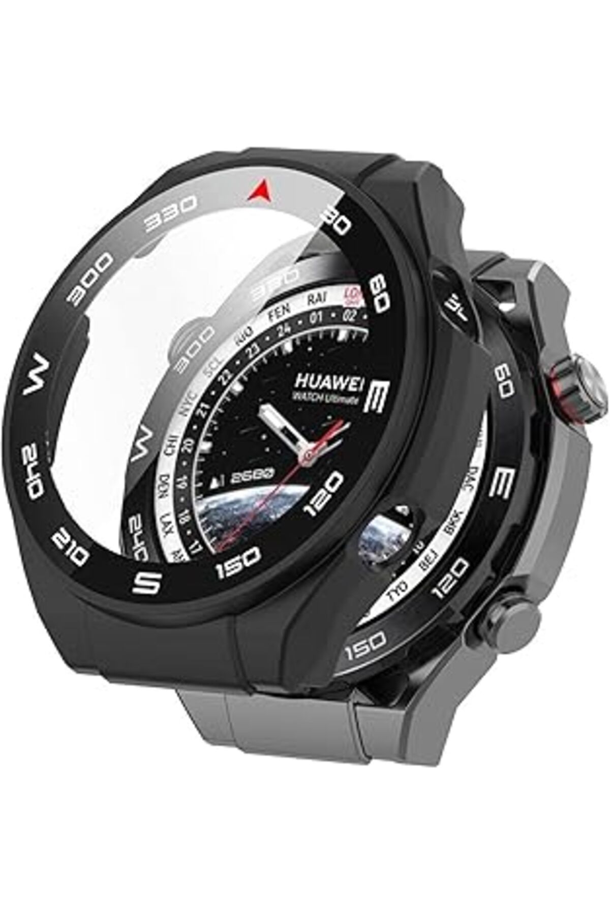 karadağsb Microsonic Huawei Watch Ultimate Için Kılıf Clear Premium Slim Watchband Siyah [Watch Ultimate Ile