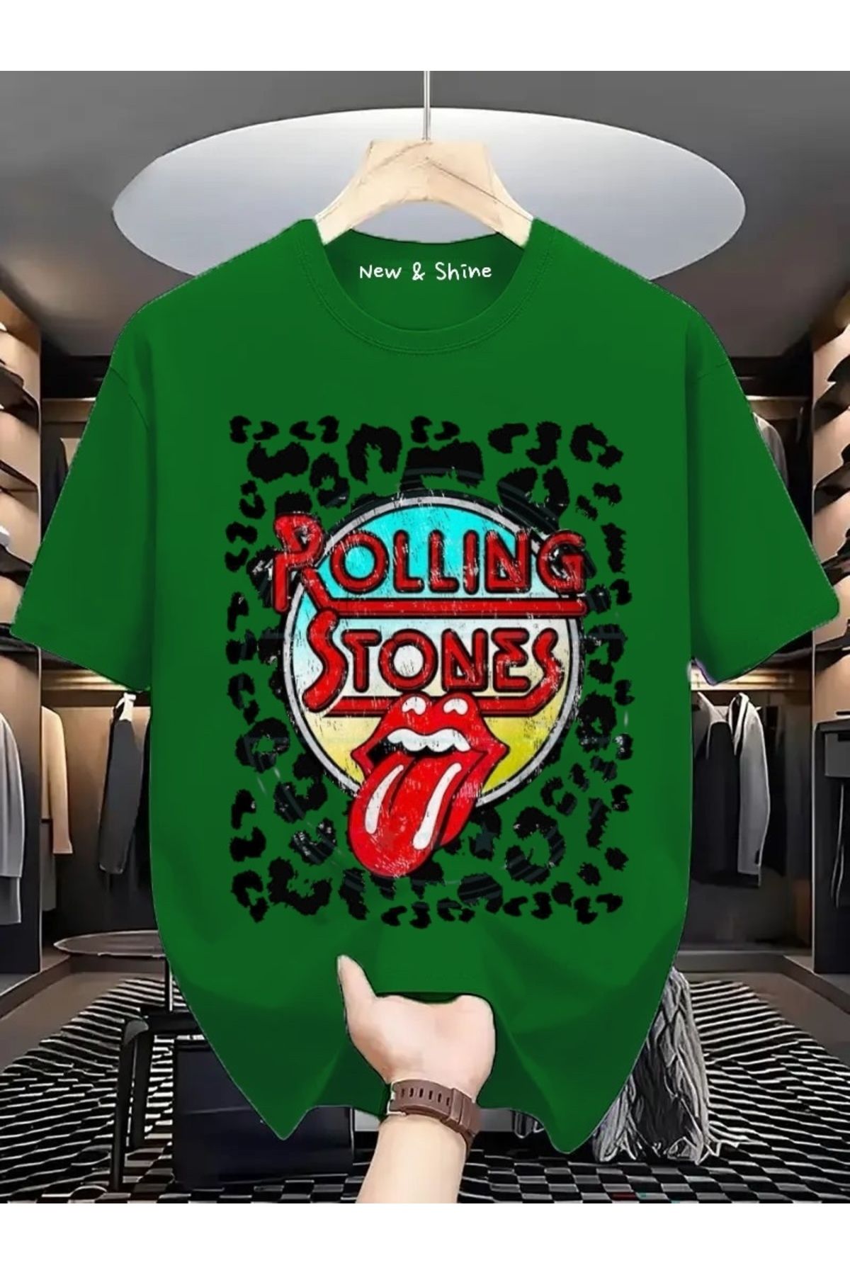 New Shine Rolling Stones Büyük Beden Oversize T-Shirt