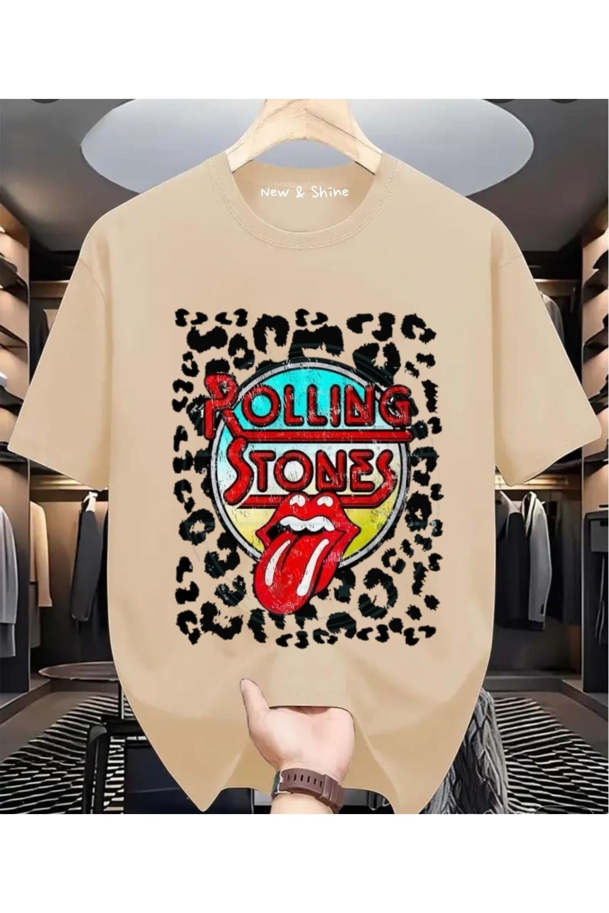 New Shine Rolling Stones Büyük Beden Oversize T-Shirt