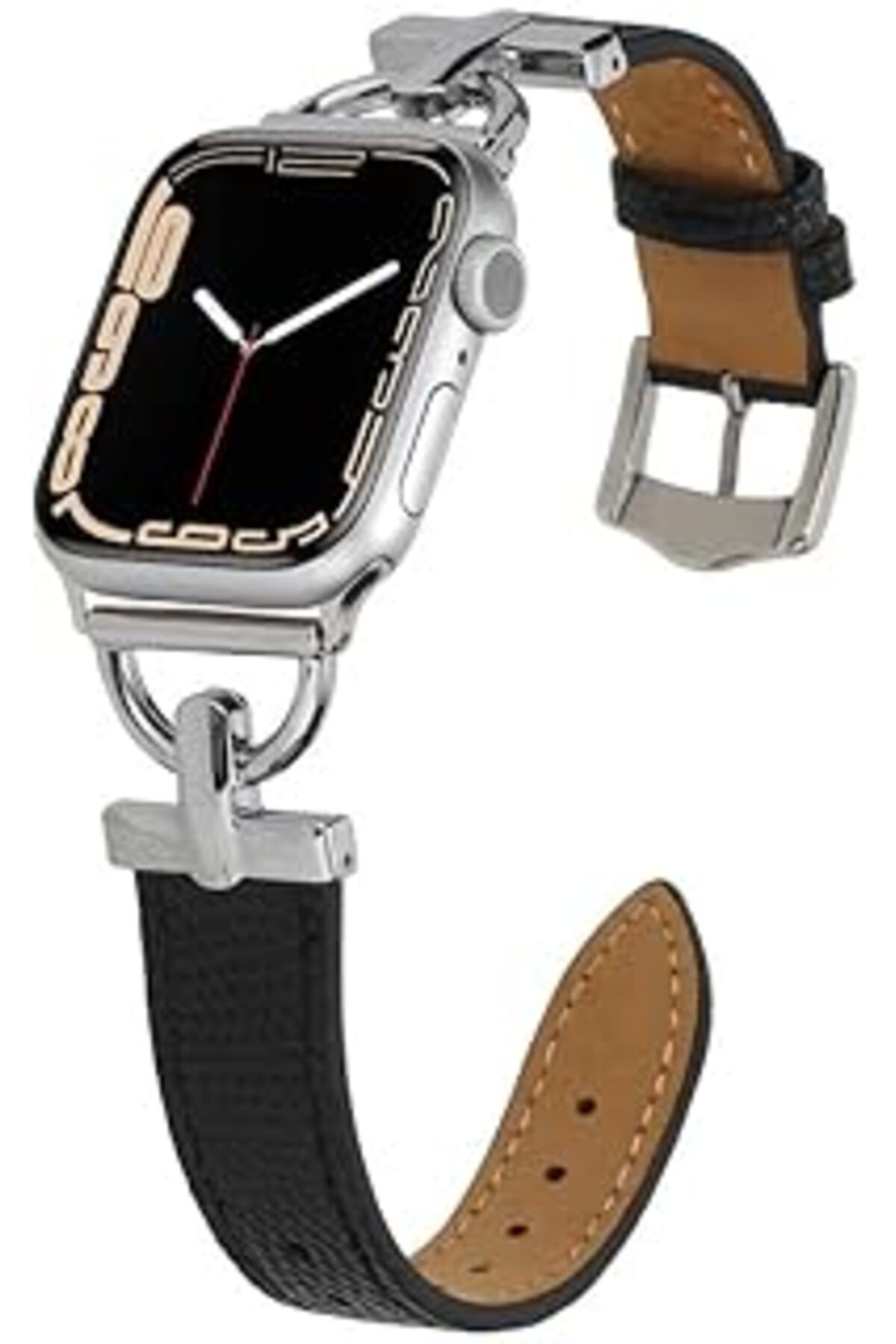 karadağsb Zore Apple İle Uyumlu Watch 42Mm Krd-53 Deri Kordon Siyah-Gümüş