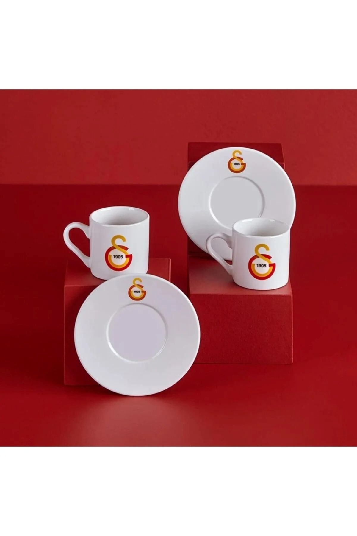Neva LİSANSLI GALATASARAY ARMA LOGOLU NEVA 3520 2 KİŞİLİK PORSELEN TÜRK KAHVESİ FİNCAN TAKIMI