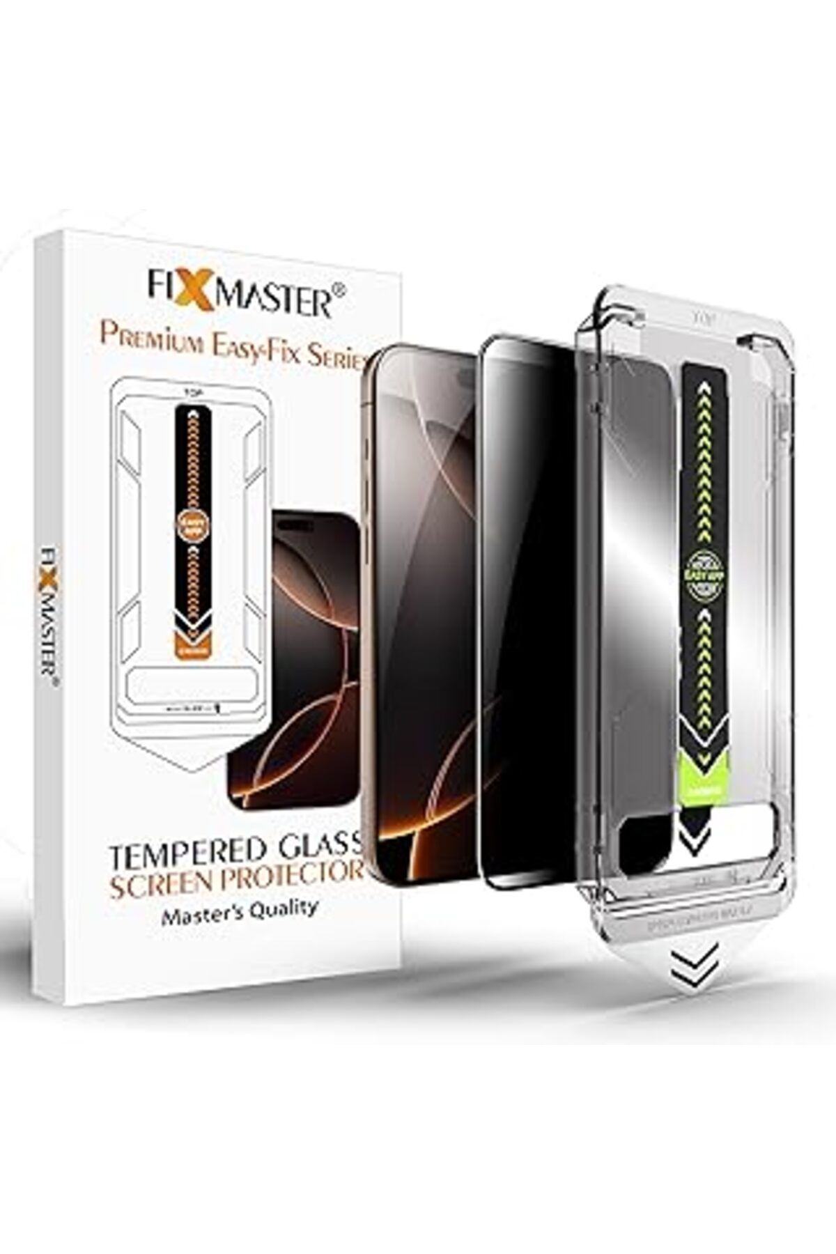 Pazarcan Fixmaster Iphone 12 Pro Max İle Uyumlu Premium Easy Fix Kolay Takma Aparatlı Hayalet (Privacy) Cam