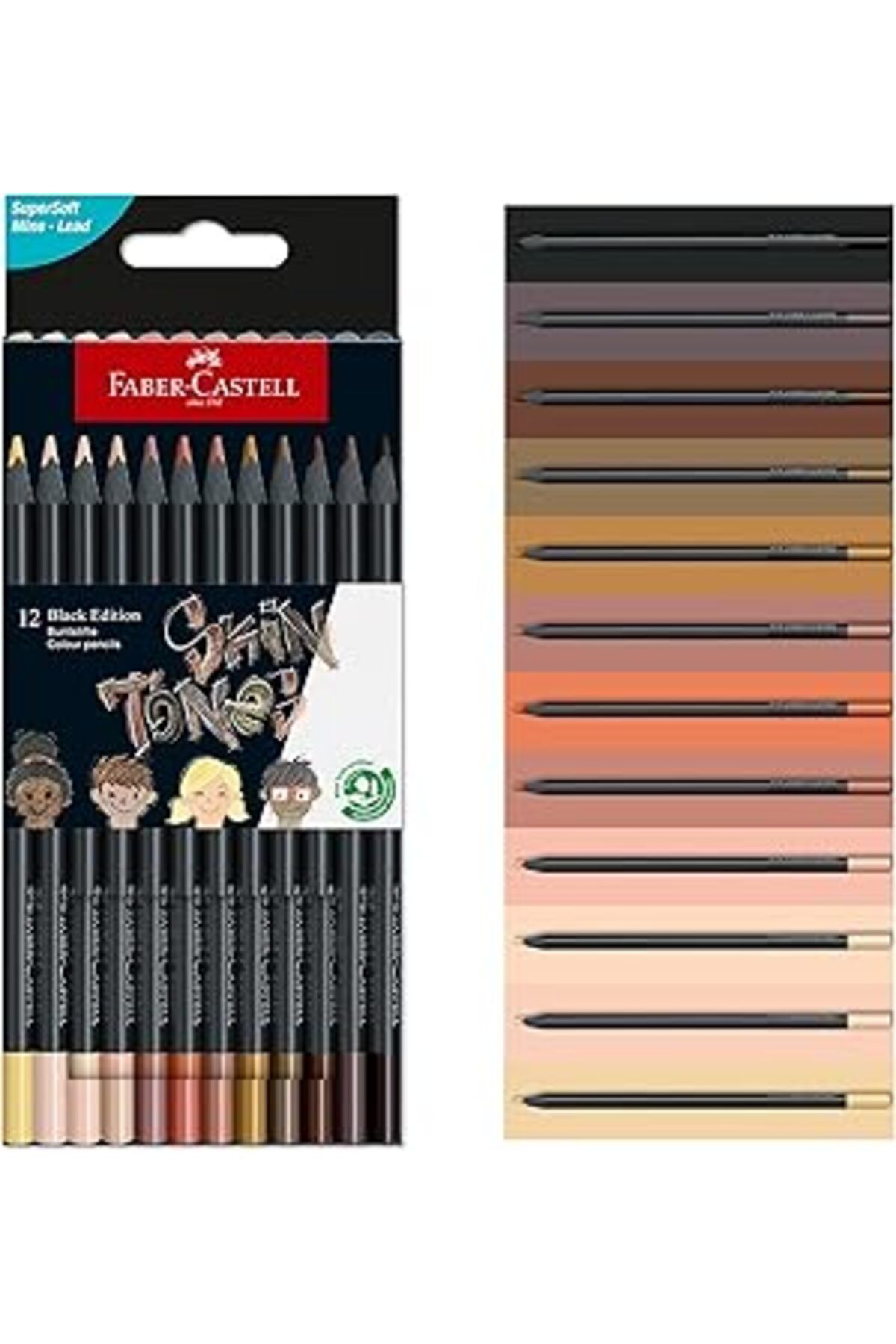 Hepta Collection Faber-Castell Fc Black Edition Boya Kalemi, 12'Li Skin Tones