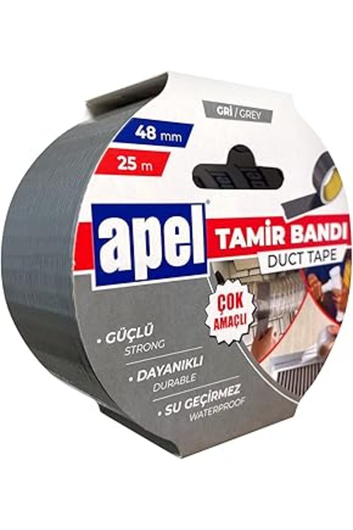 NETWORK ART Apel Tamir Bandı (Duct Tape) Askılı Karton 48 Mm X 25 M Gri