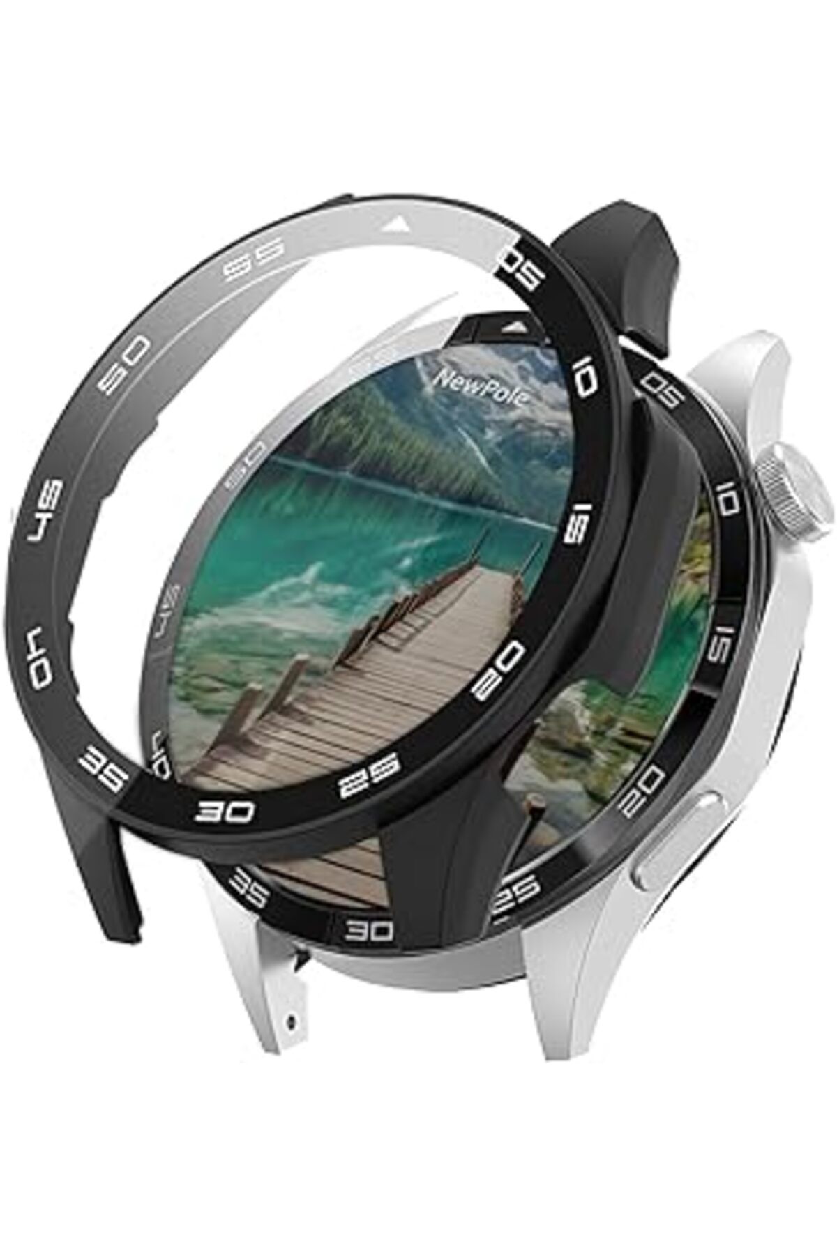 Pazarcan Newpole Huawei Watch Gt4 46Mm İçin Watch Ekran Koruyucu Kırılmaz Cam Ve Tam Kaplayan Watch Kasa Kor