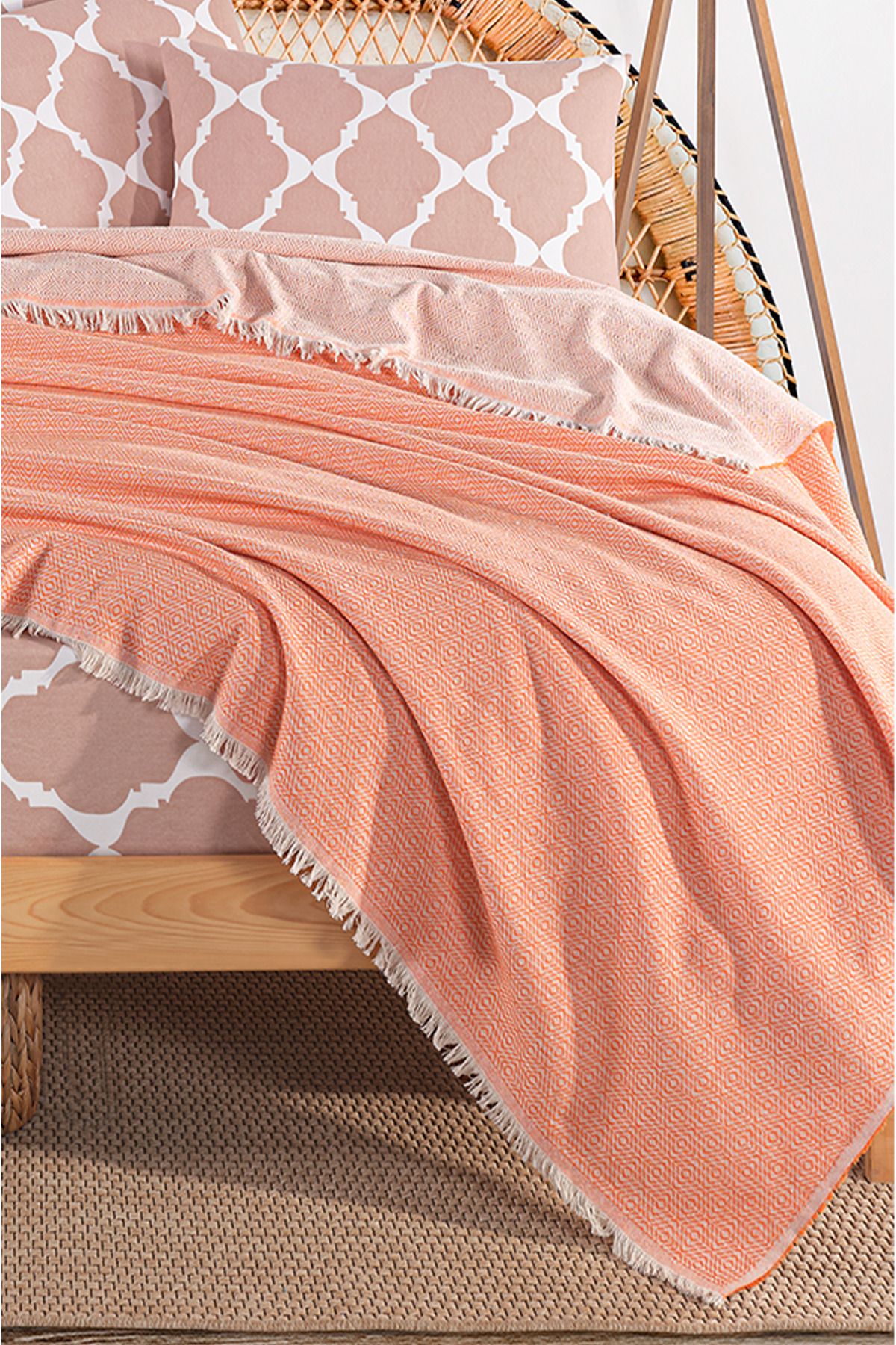 Evimemoda-Double Pique Set with Elastic Sheets Code Oslo Powder 3