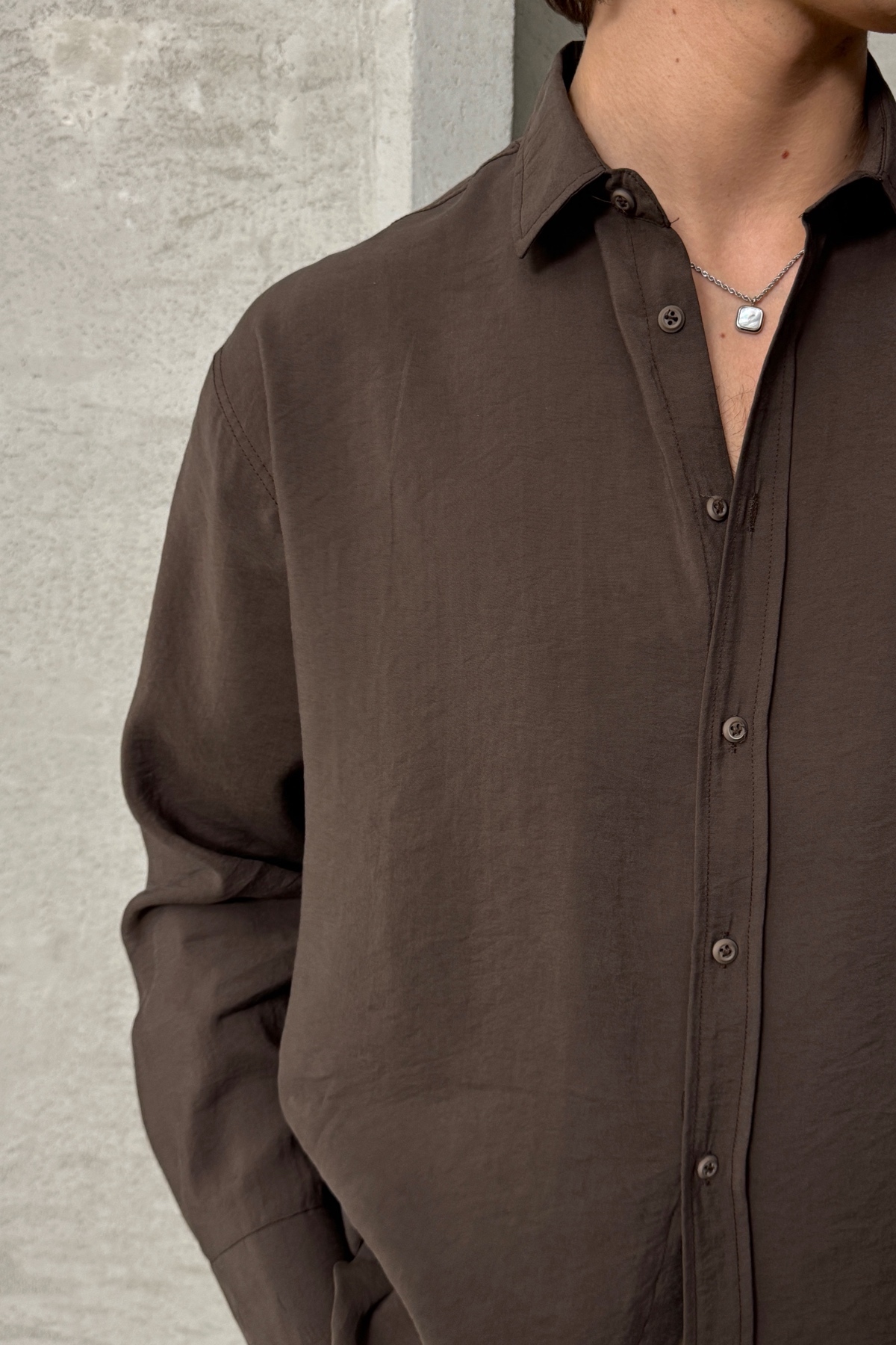 HYMAN  Erkek Oversize Modal Gömlek - Görsel 5