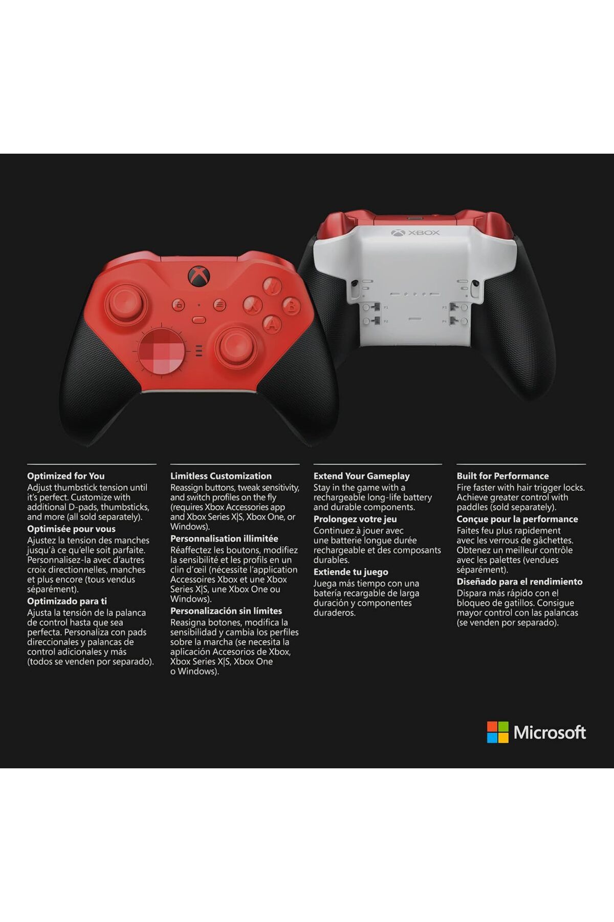 xbox-Wireless Controller for Xbox One Elite - Red, Bluetooth 9