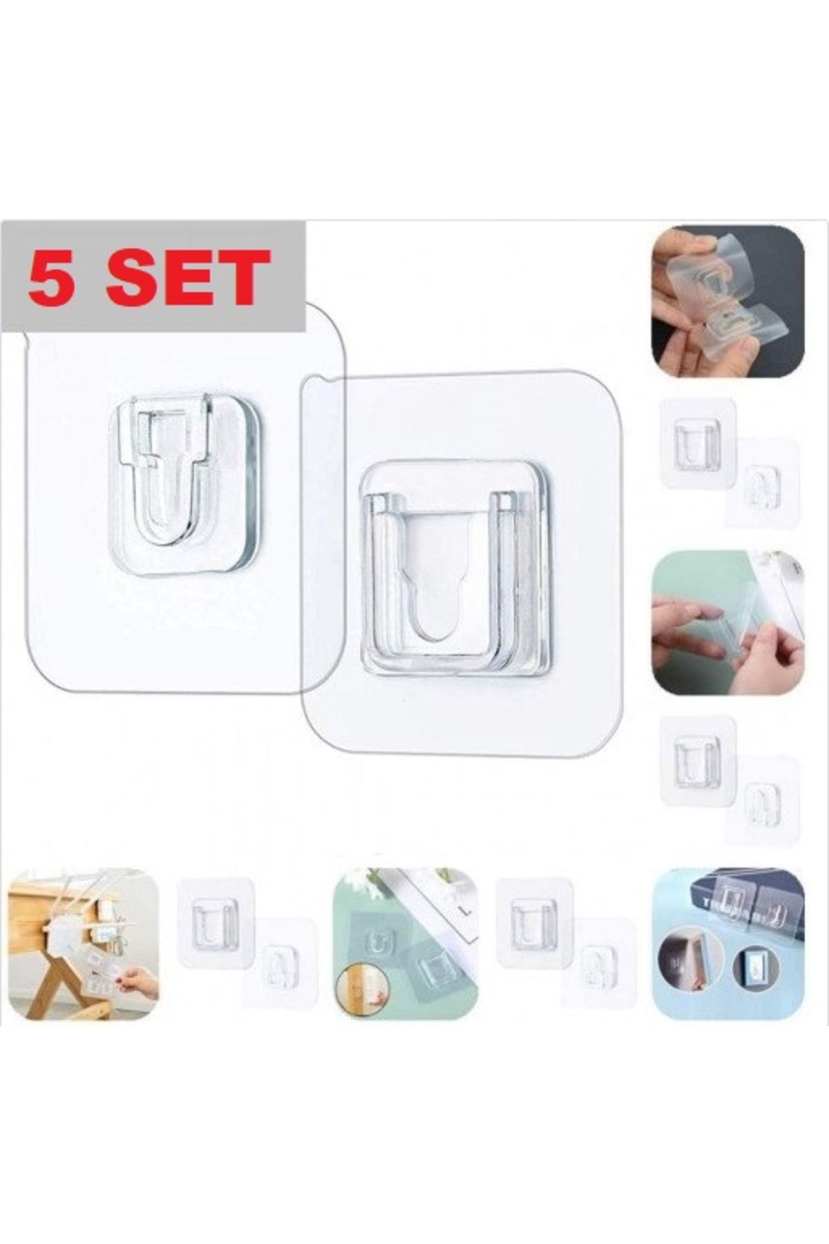 RMPAZAR Geçmeli Klips Eşya Sabitleme Askısı 5 Set