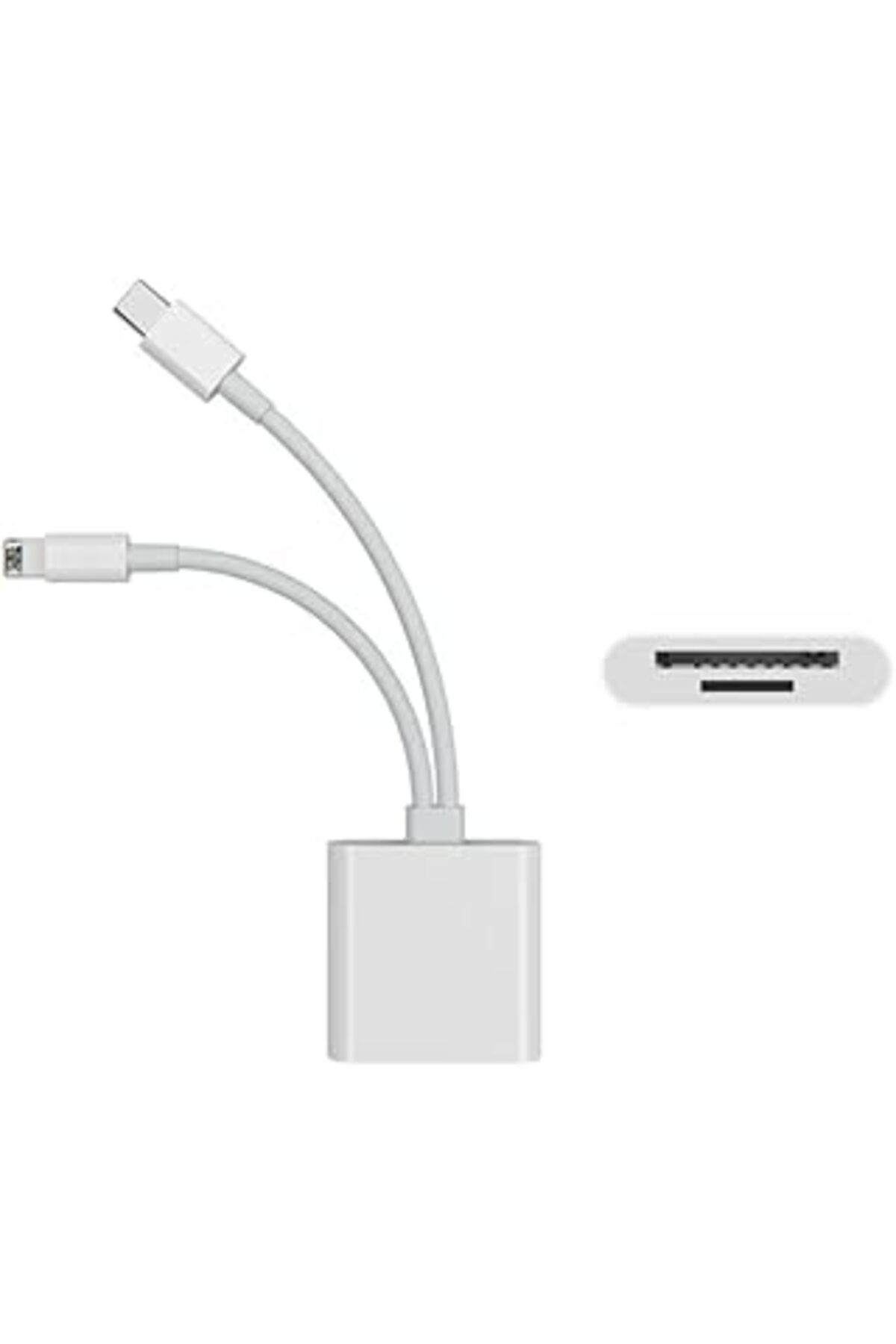 DENİZBİLİŞİM Mettzchrom Lightning Type-C Girişli Iphone 11 12 13 14 15 16 Serilerine Uyumlu Kart Okuyucu Sd Kart