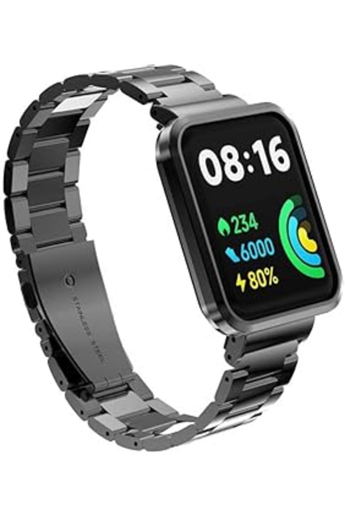karadağsb Zore Xiaomi İle Uyumlu Redmi Watch 2 Lite Krd-60 Metal Kordon Siyah